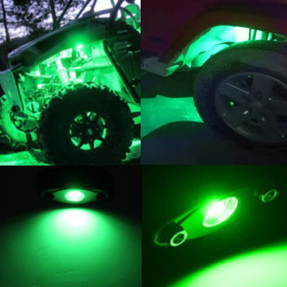 6 Pods LED Rock Lights - Waterproof Underglow Neon Underbody Light Kit for Trucks, Cars, ATV, SUV, Motorcycle & Boat (Green) | Off-Road Adventure, Night Driving, Vehicle Customization