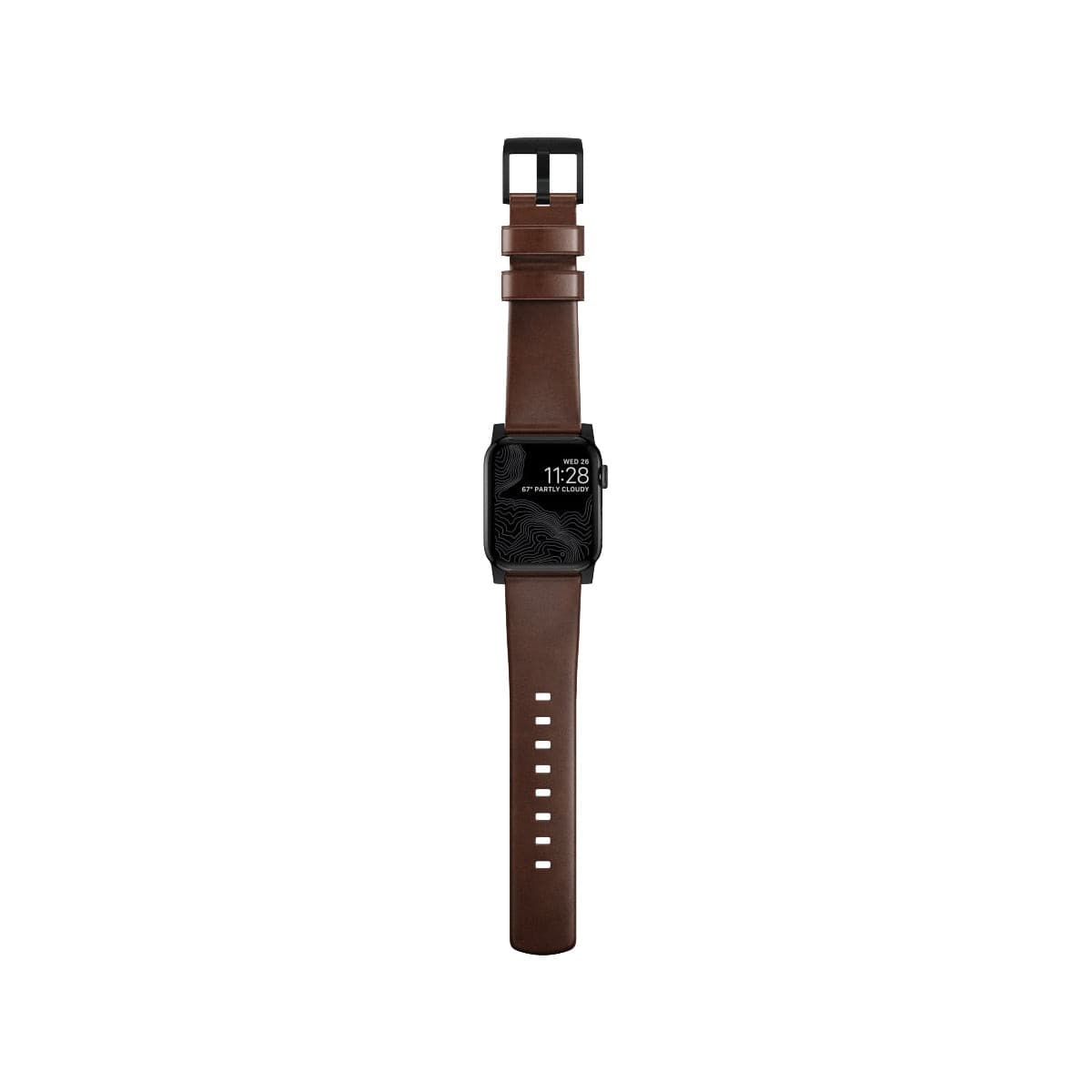 Nomad Modern Leather Band for Apple Watch 40mm / 41mm - Rustic Brown Horween Leather with Black Hardware | Durable & Comfortable Watch Strap for Work, Travel & Everyday Wear