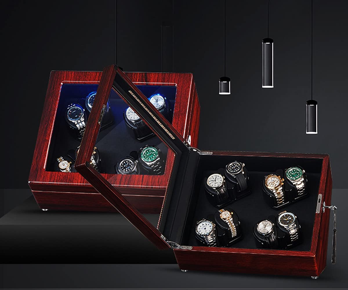 **Automatic Watch Winder for 8 Watches – Quiet Japanese Mabuchi Motor, LED Display, Adjustable Watch Pillows – Fits Men & Women (Black) – Perfect for Watch Collectors & Luxury Storage**