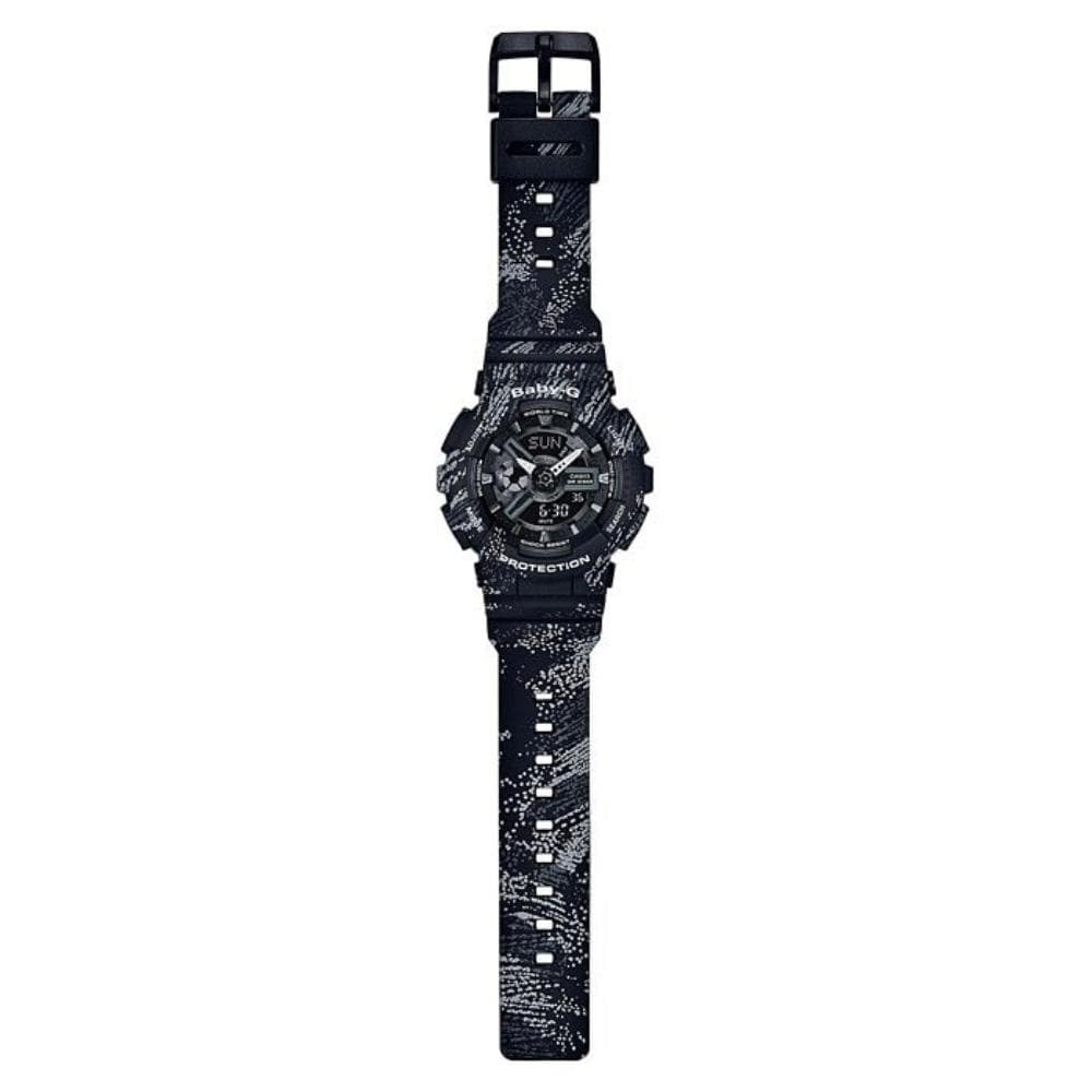 CASIO BABY-G BA-110TX-1ADR Digital Quartz Watch for Women - Black Resin Strap, Shock Resistant, Water Resistant - Perfect for Sports, Fitness & Outdoor Activities