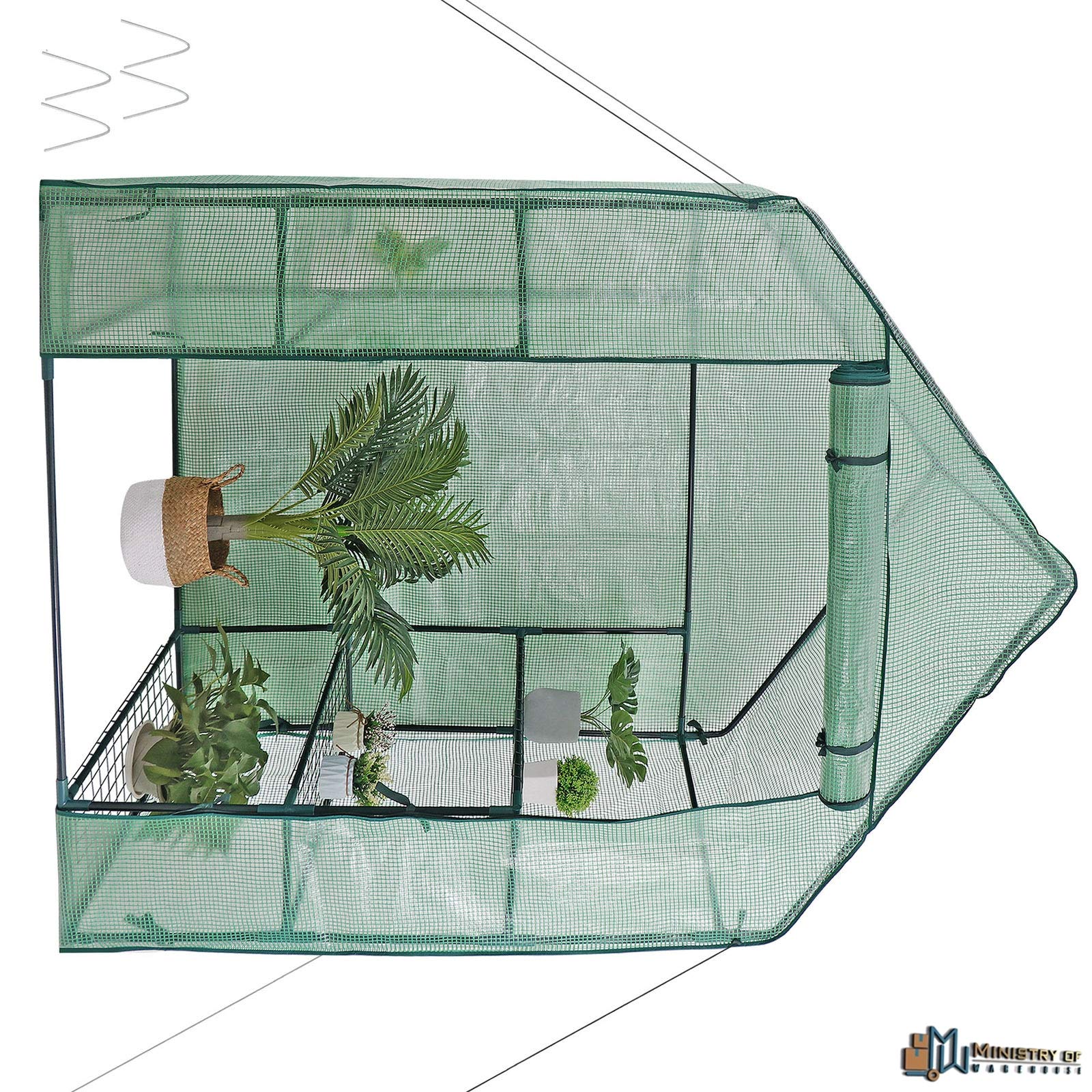3-Tier 6-Shelf PE Fabric Walk-In Greenhouse with Roll-Up Zipper Door - Indoor/Outdoor Mini Greenhouse for Plants, Flowers, Seedlings & Gardening - Perfect for Patio, Backyard & Small Spaces