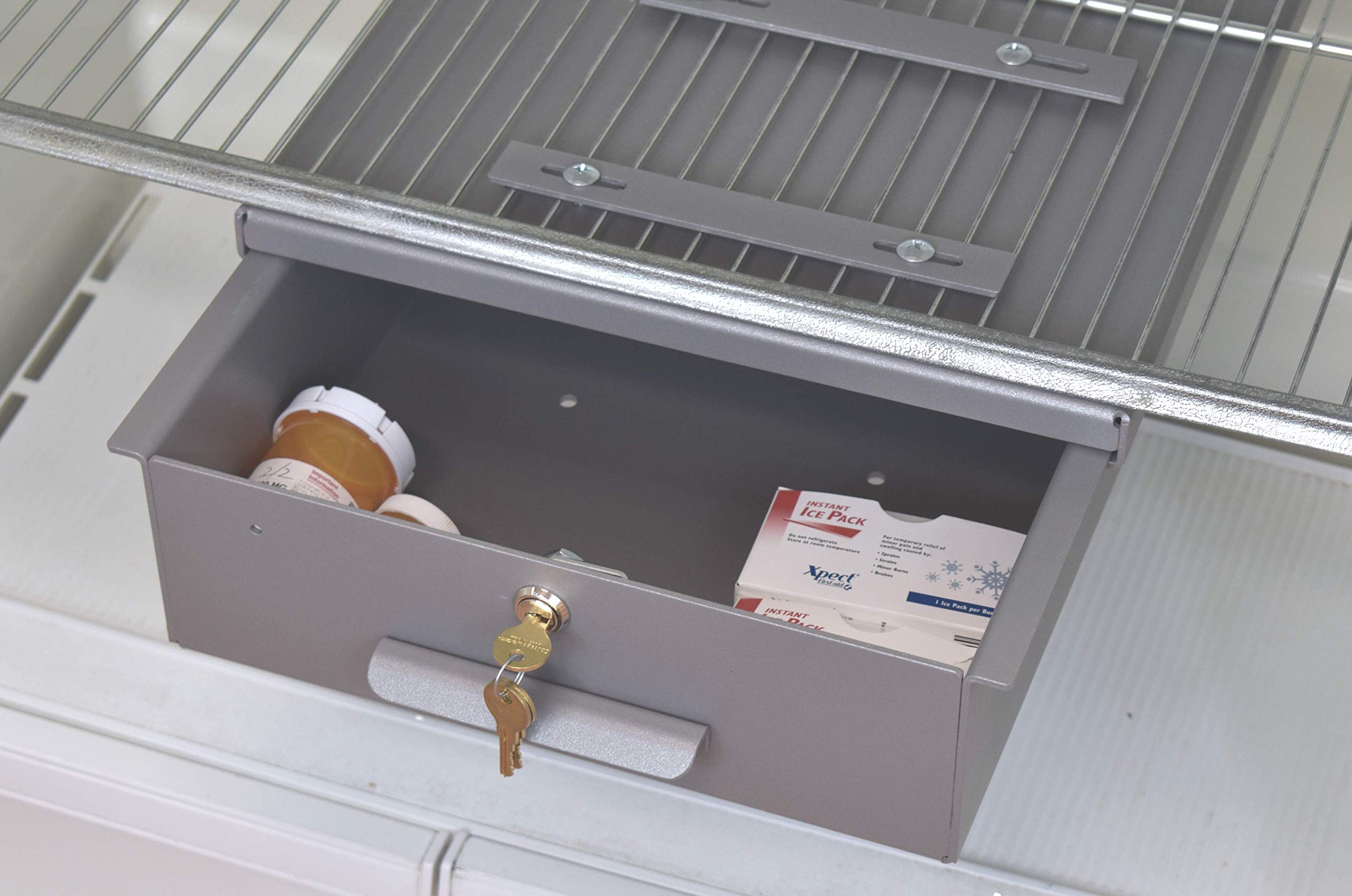 Omnimed Aluminum Refrigerator Lock Box - Large Size with Key Lock | Secure Food Storage for Home, Office & Dorm | Additional Sizes & Locks Available (Model 183035)