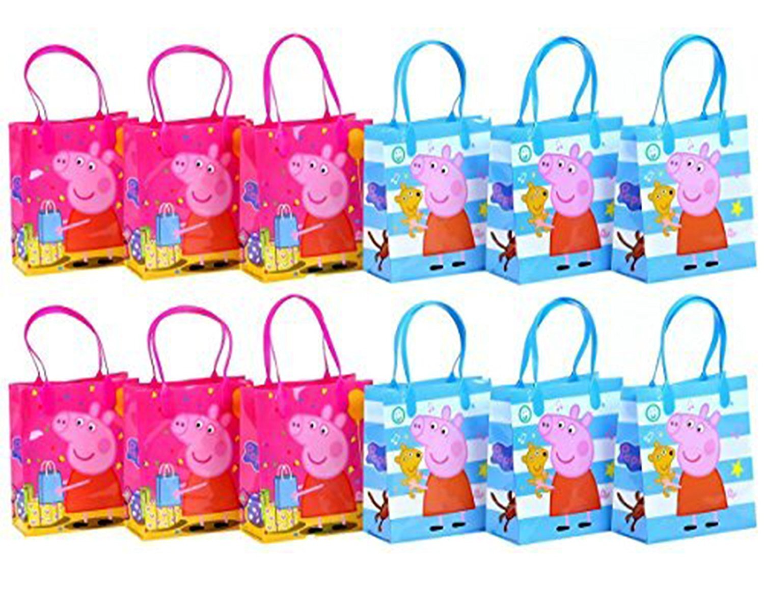 Peppa Pig Licensed Reusable Party Favor Bags - 12 Pack Small Gift Bags for Birthday Party Favors, Baby Showers & Kids Events | Cute Pig-Themed Goodie Bags for Treats & Gifts