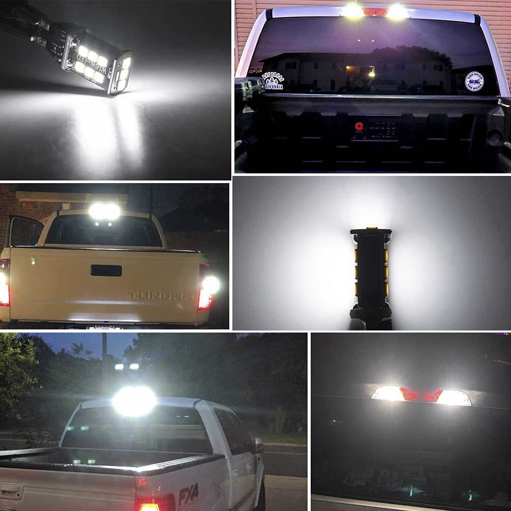 NJSBYL LED Third Brake Light for 2000-2023 Toyota Tundra | High Mount Stop Light & Cargo Illumination | Xenon White 902 906 912 920 921 T15 W16W LED Bulbs Replacement | Perfect for Night Driving & Enhanced Safety