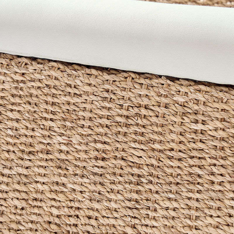 Natural Rattan Storage Bench with Removable Cream Cushion - Modern Woven Seat with Hidden Compartment for Entryway, Bedroom or Patio Decor
