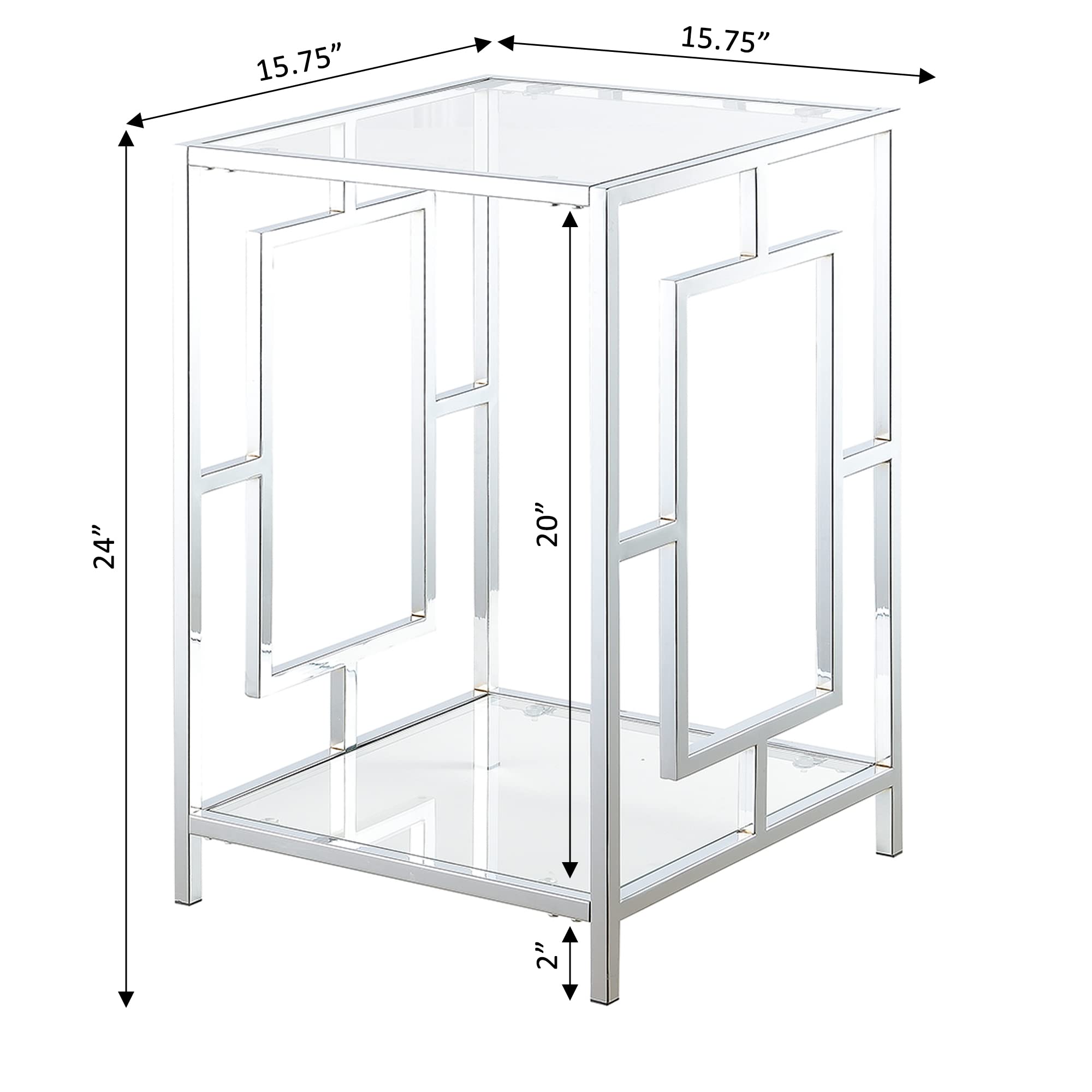 Modern Glass & Chrome End Table - 15.75