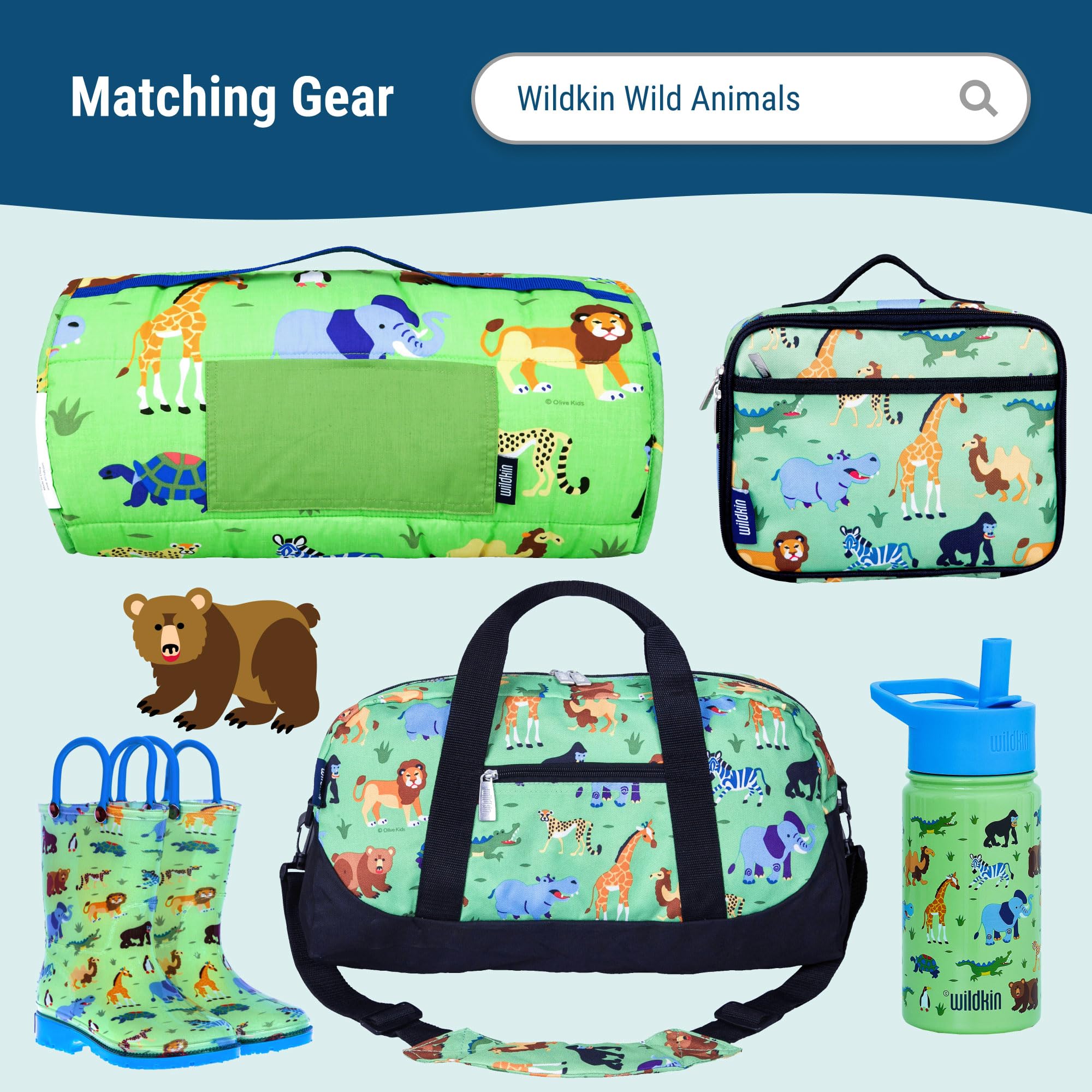 Wildkin 15-inch Kids Backpack for Boys & Girls - Durable Padded School Backpack with Adjustable Straps - Wild Animals Print - Perfect for School, Travel & Day Trips