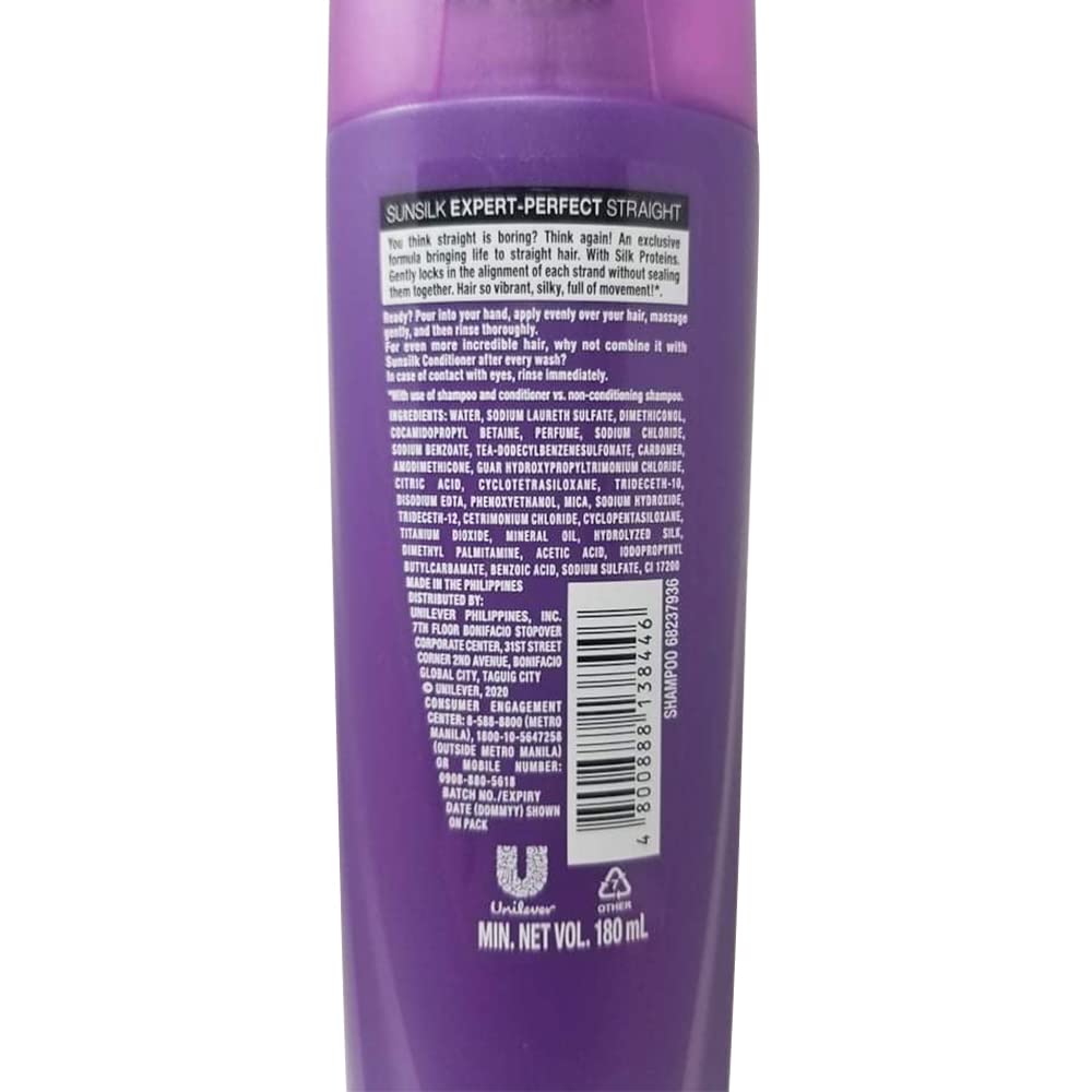 Sunsilk Straight and Sway Shampoo 180ml - Hair Smoothing & Frizz Control Shampoo by Unilever Philippines | For Silky Straight Hair at Home or Salon Use