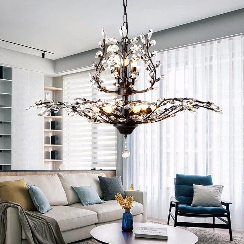 Crystal Tree Chandelier - Elegant Modern Lighting Fixture for Dining Room, Living Room & Bedroom | Dimmable LED Ceiling Light for Home Decor