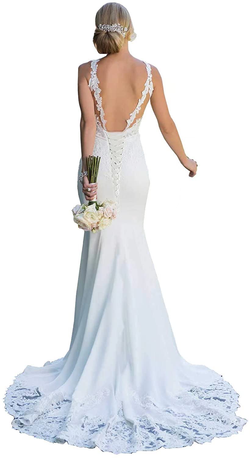 Elegant Long Lace Beach Wedding Dress 2024 - Mermaid Style Bridal Gown for Country & Destination Weddings - Perfect for Beach, Garden & Outdoor Ceremonies
