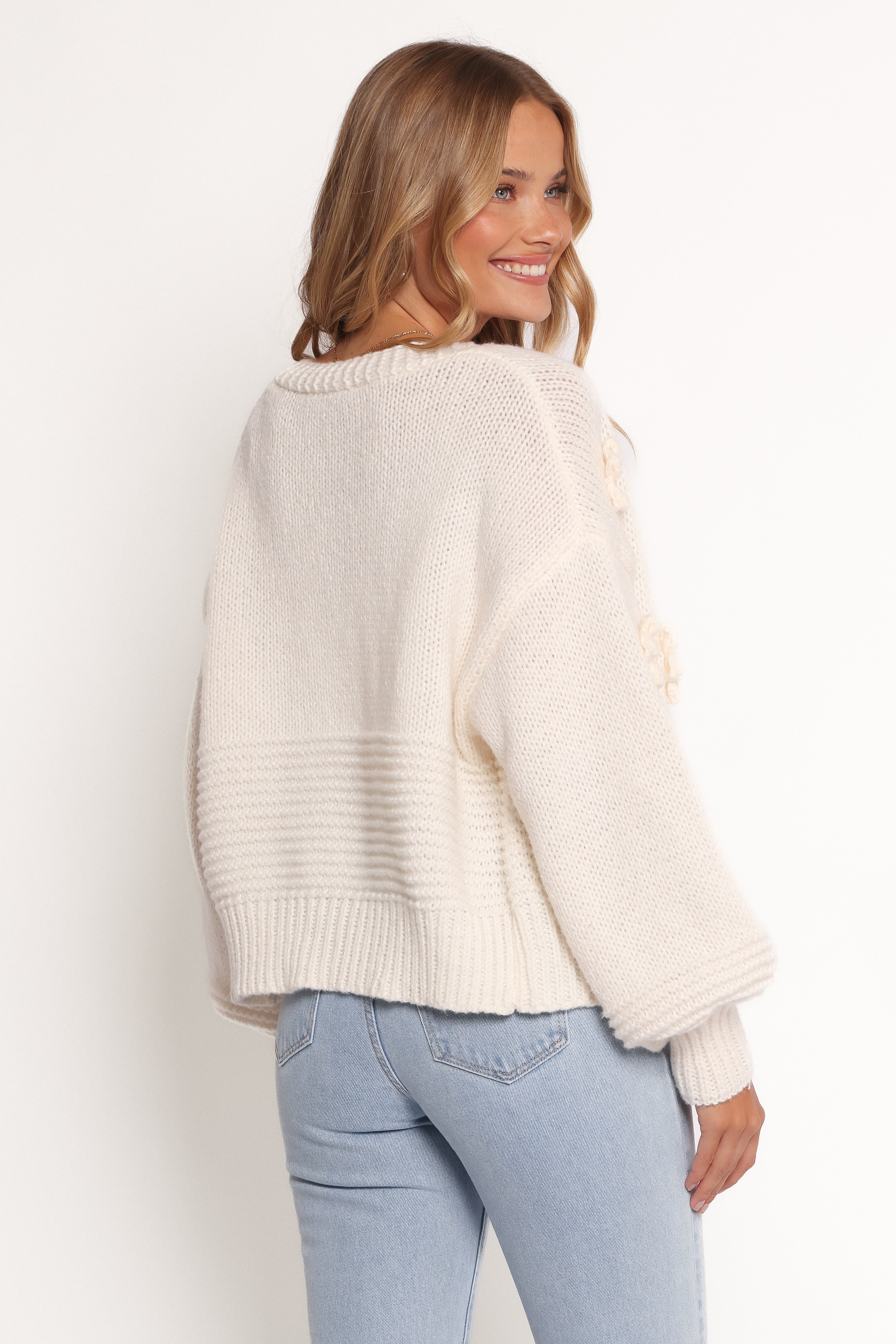 Harlee Flower Cardigan Women's Lace Knit Cardigan Sweater - White Boho Chic Open Front Cover Up for Spring/Summer, Perfect for Beach, Date Night & Casual Outings