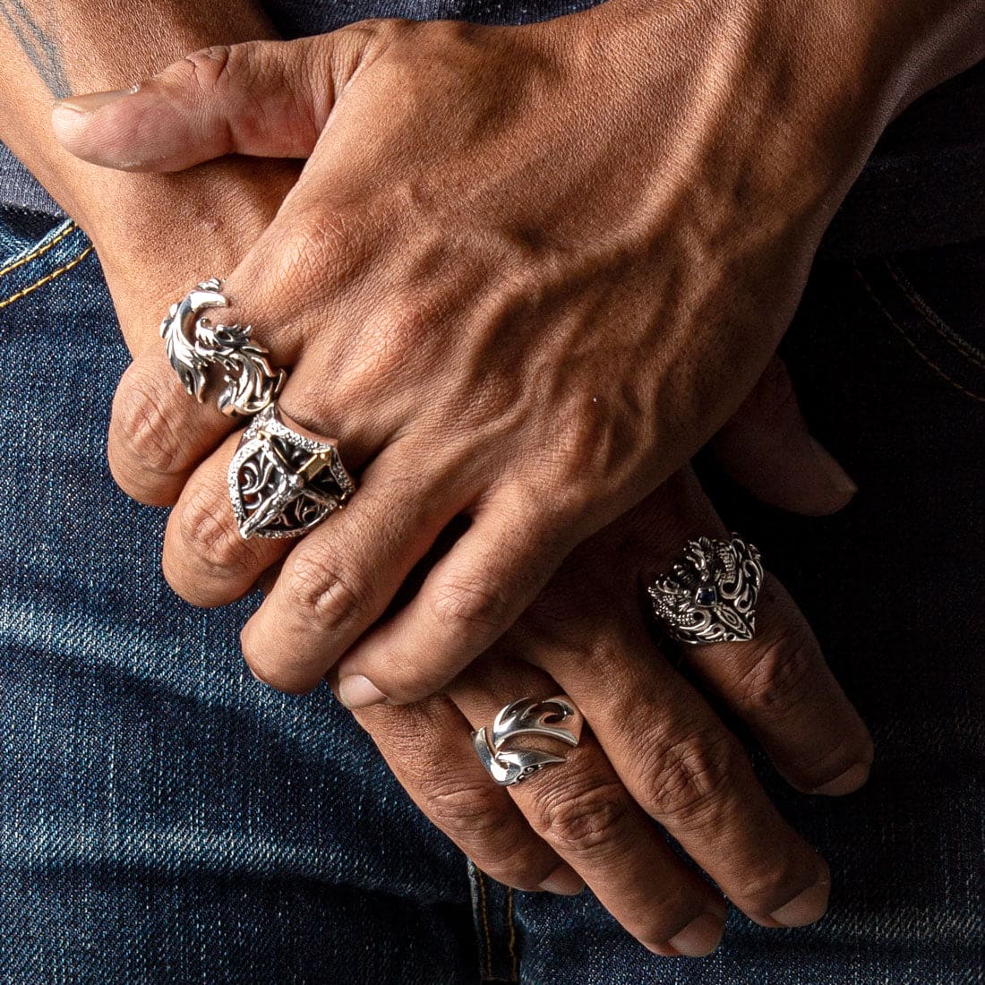 Diamond Jesus Sterling Silver Men's Cross Ring - Religious Jewelry for Men, 925 Silver Christian Gift for Baptism, Wedding & Everyday Wear
