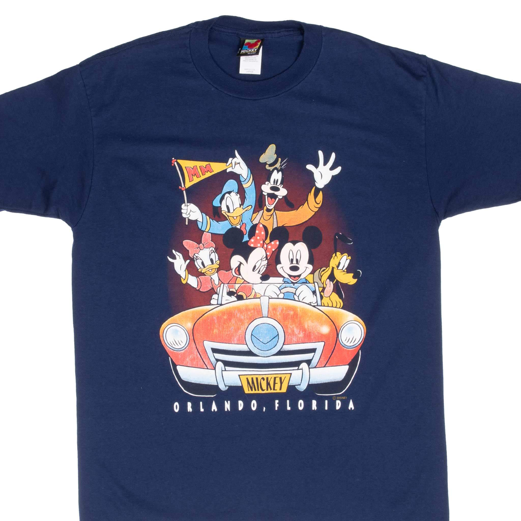 Vintage 1990s Disney Mickey Mouse Orlando T-Shirt - Large Size, Made in USA - Perfect for Disney Fans, Retro Fashion & Casual Wear