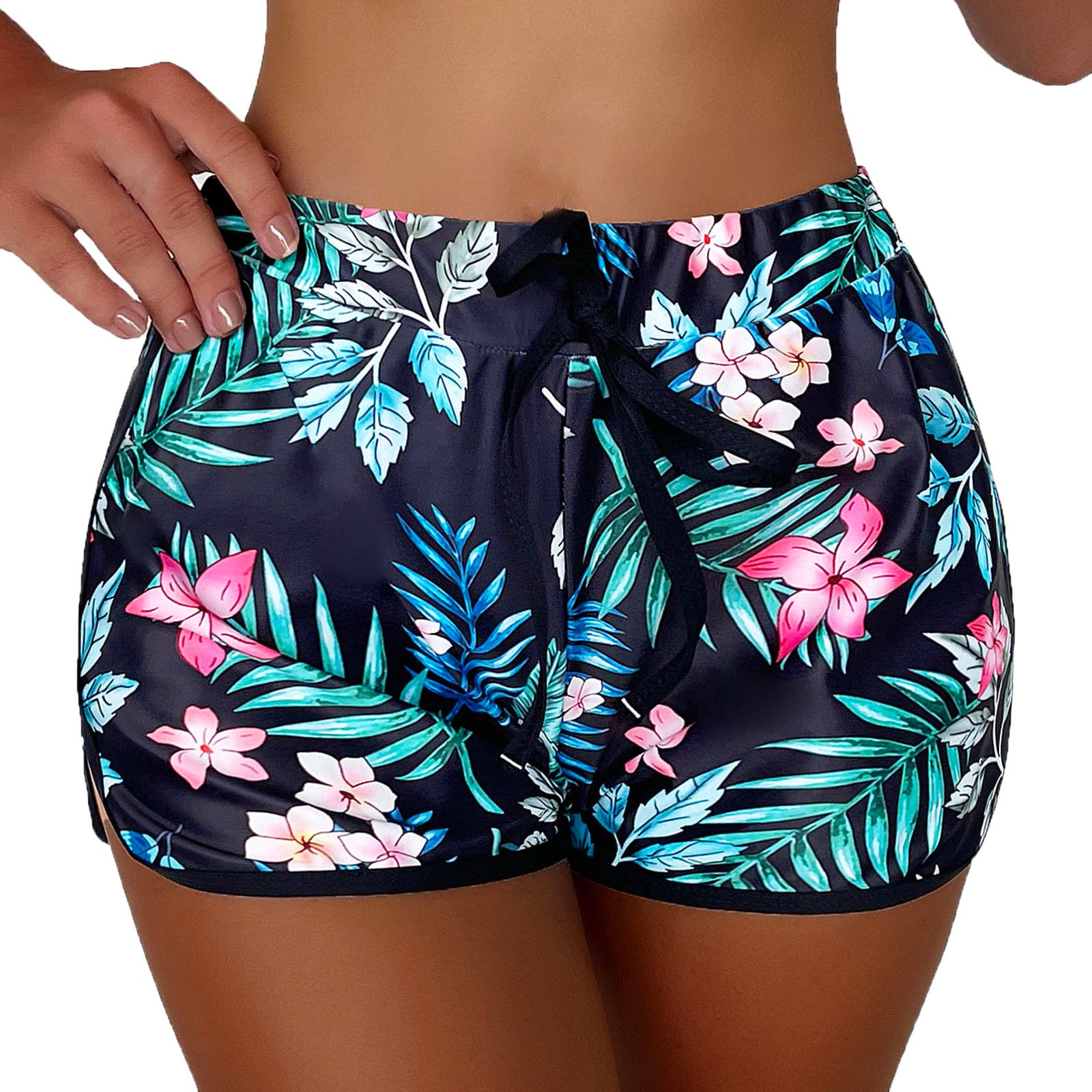NHGJ Women's Plus Size Swim Shorts - High Waist Board Shorts with Drawstring Waistband & Sporty Tankini Bottom | Perfect for Swimming, Beach Vacations & Water Sports Activities