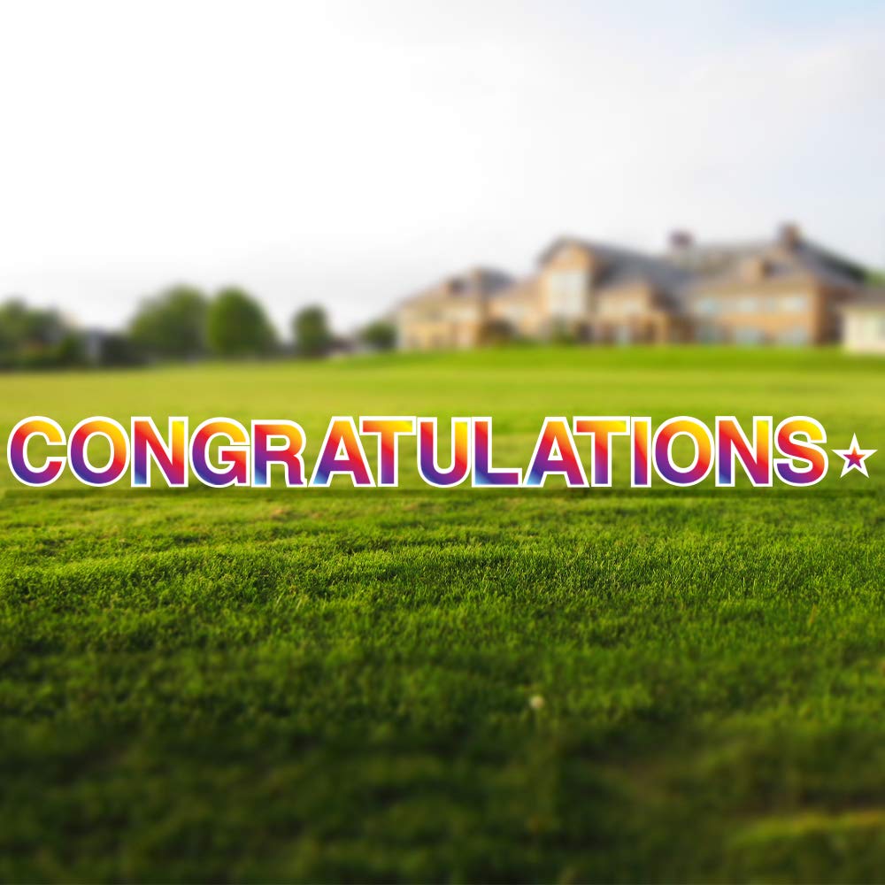 Vispronet 18in Tall Weather-Resistant Congratulations Yard Sign with Steel Stakes - Rainbow Outdoor Party Decor for Graduation, Birthday & Special Occasions - Durable Lawn Decoration for Backyard Celebrations