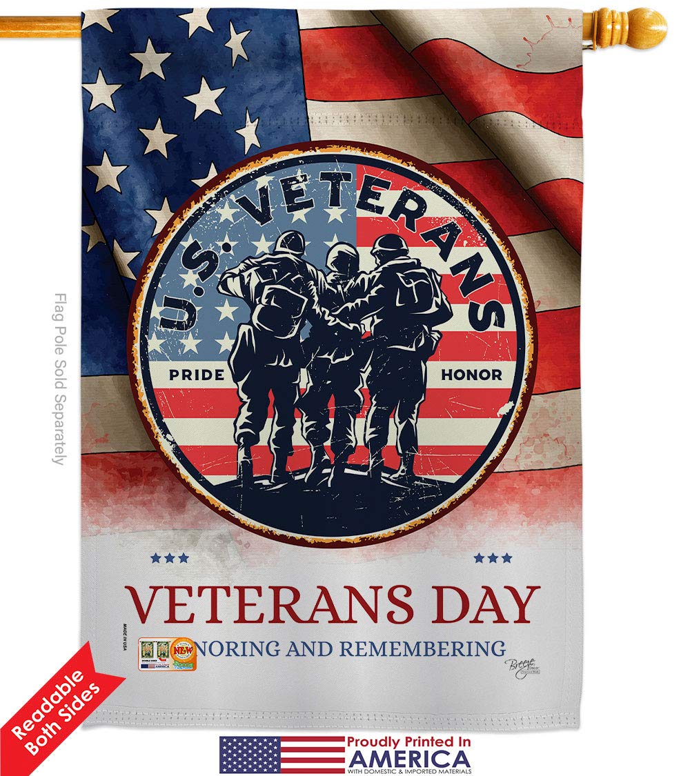 US Veterans House Flags Pack - Double-Sided 28x40 Inch Armed Forces Yard Banner - Army, Navy, Air Force, Marines & Coast Guard - Patriotic American Military Support Gift for Outdoor Decoration & Backyard Display