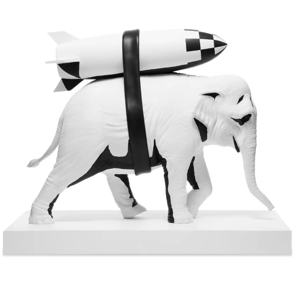 MEDICOM X BRANDALISM X BANKSY Heavy Weaponry Elephant Sculpture Art Figure - Collectible Street Art Decor for Home & Office Display