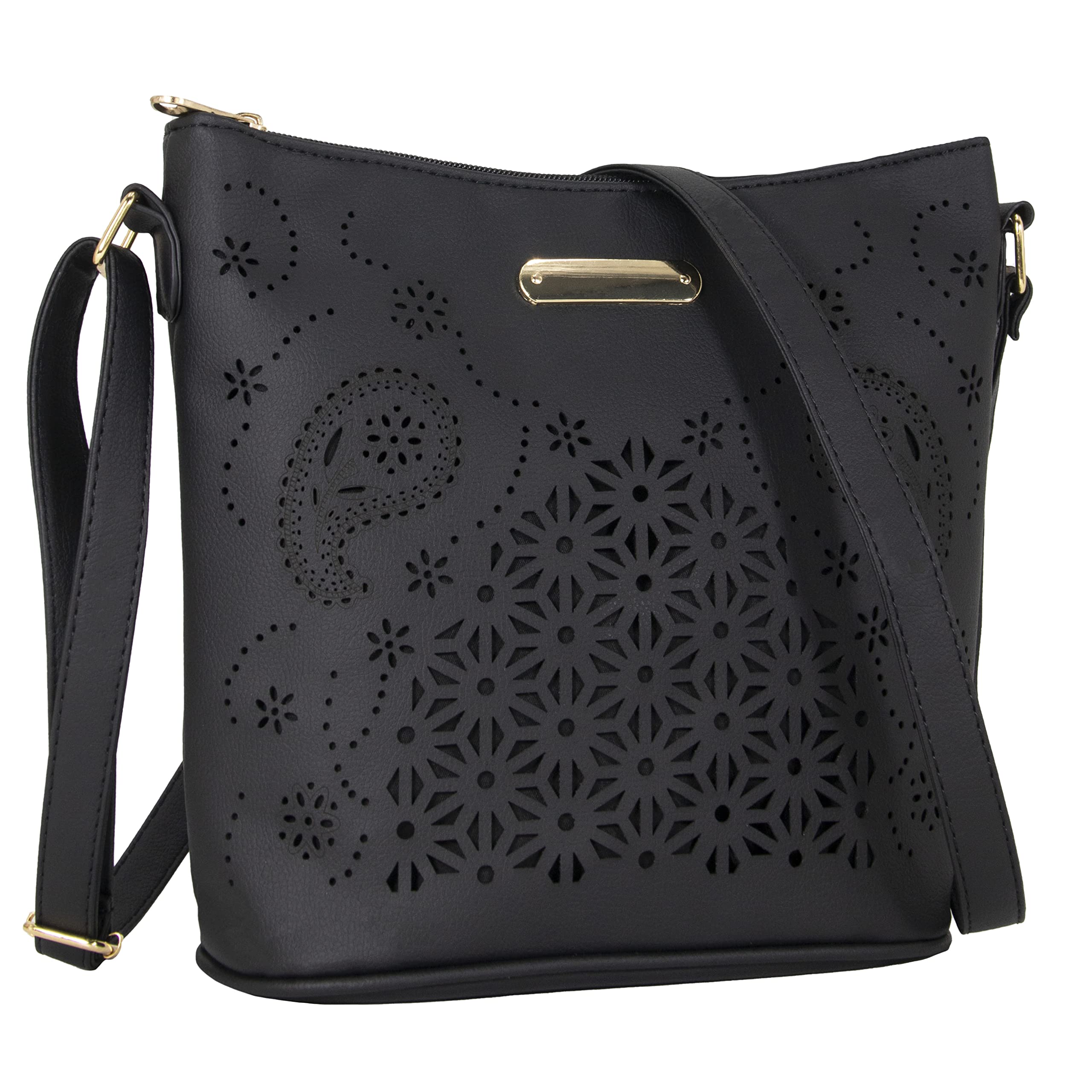 Hibala Women's Hollow Out Crossbody Handbag - Stylish PU Leather Bucket Shoulder Bag for Casual Outings, Shopping & Travel