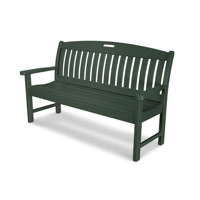 POLYWOOD Nautical 60-Inch Outdoor Bench - All-Weather Resin Wicker Patio Furniture for Poolside, Garden, Deck & Backyard Relaxation