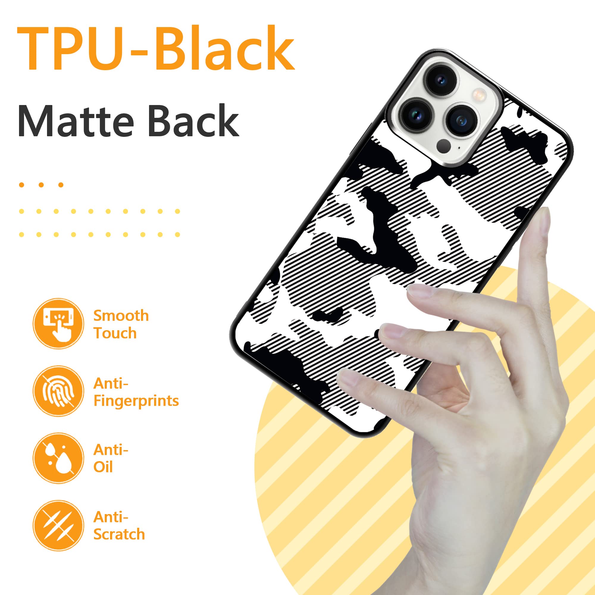 Premium White & Black Camo Phone Case for iPhone 13 Pro Max - Shockproof Protective Cover for Men & Women - Perfect for Outdoor, Work, and Daily Use