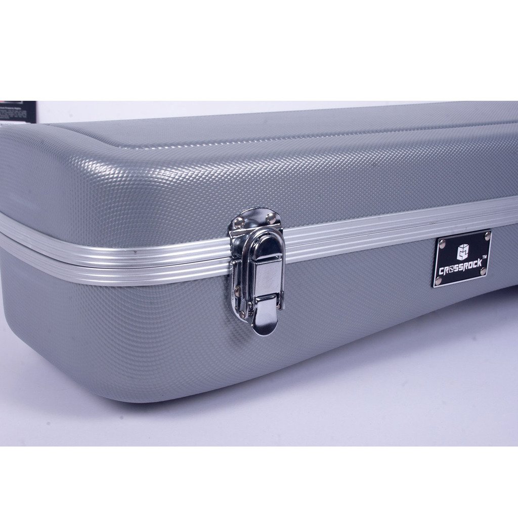 Crossrock 335 Semi-Hollow Electric Guitar Case - Silver with Backpack Option | Durable Protection for Travel & Stage Performances
