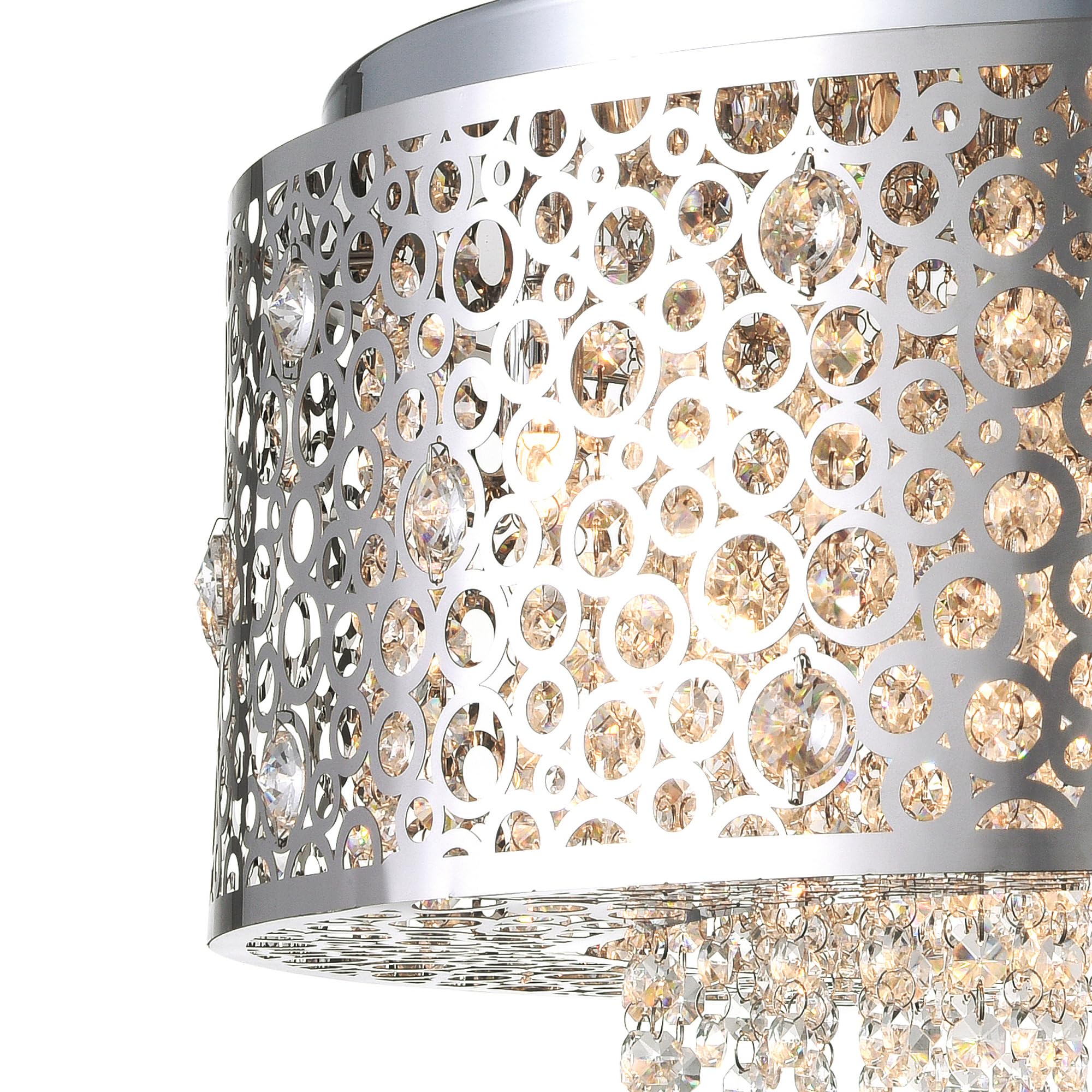 CWI Lighting Bubbles 4-Light Drum Shade Mini Pendant with Chrome Finish - Modern Ceiling Light Fixture for Kitchen Island, Dining Room, or Bedroom Lighting