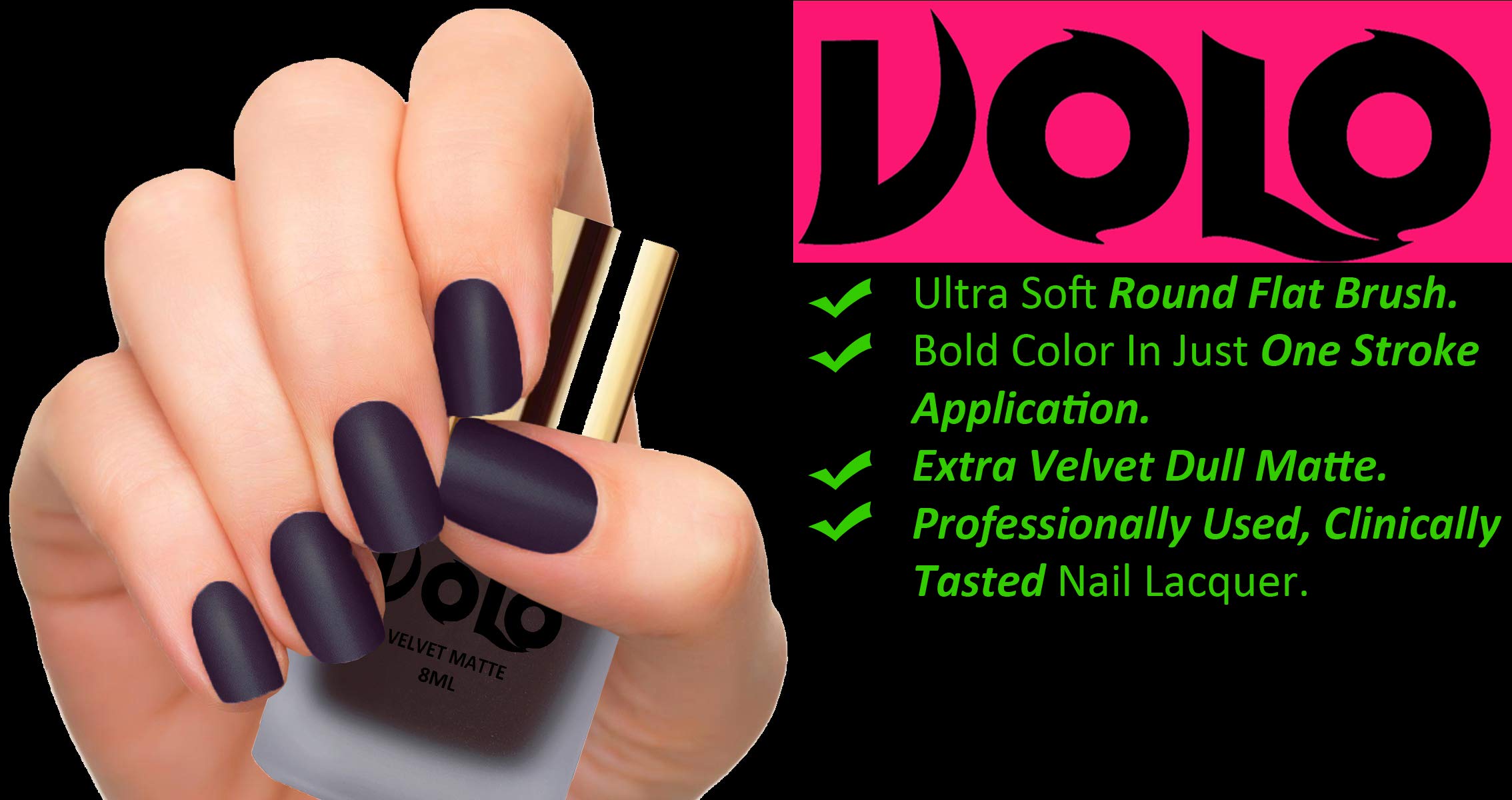 Volo Velvet Matte Nail Polish Set - 12 Pack (96ml Each) | Dark Peach, Wine, Nude, Carrot Red, Metallic Purple, Coffee, Blue, Coral | Long-Lasting Dull Finish | Perfect for Salon, Home Manicure & Gift Giving