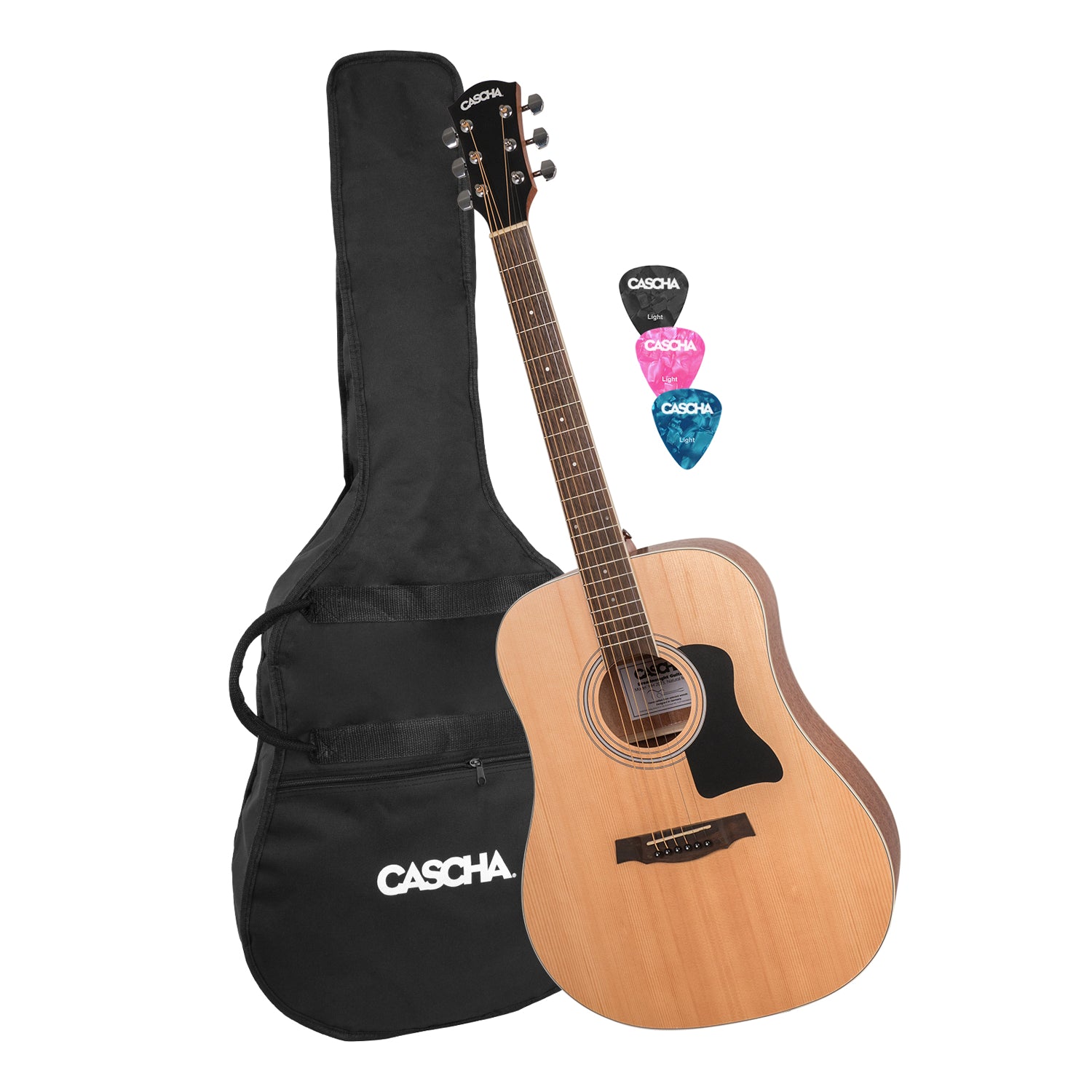 Cascha HH2080 Western Acoustic Guitar Set with Case, Tuner & Strings - Perfect for Beginners, Camping & Live Performances