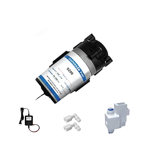 200 GPD Reverse Osmosis Booster Pump with High Pressure Switch, 1/4 OD x 3/8 MIP Elbow Fittings - Ideal for Home Water Filtration Systems