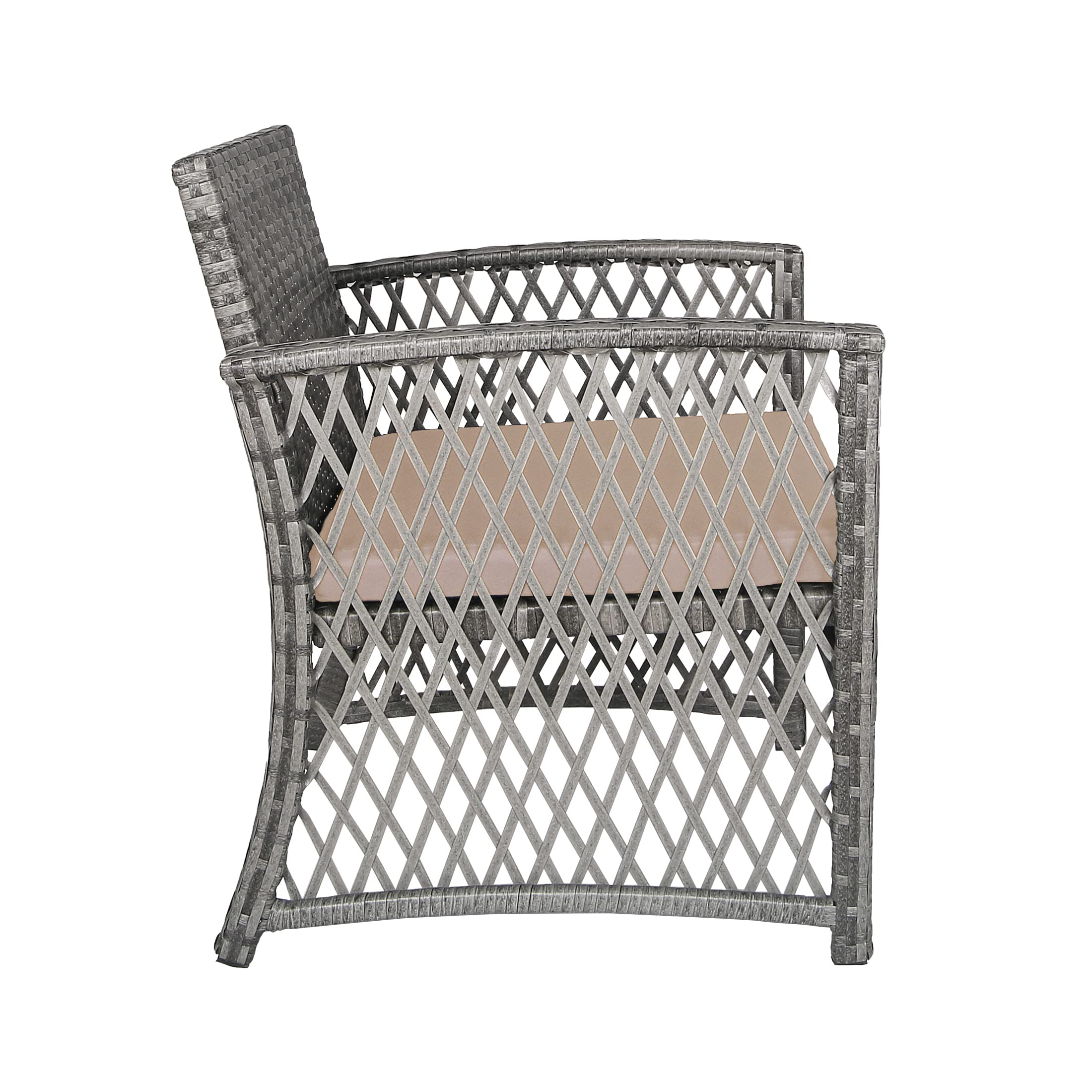 WestinTrends Melvi 3-Piece All-Weather PE Rattan Patio Furniture Set - Outdoor Wicker Bistro & Conversation Set in Gray & Beige - Perfect for Backyard, Garden, Poolside & Balcony Relaxation
