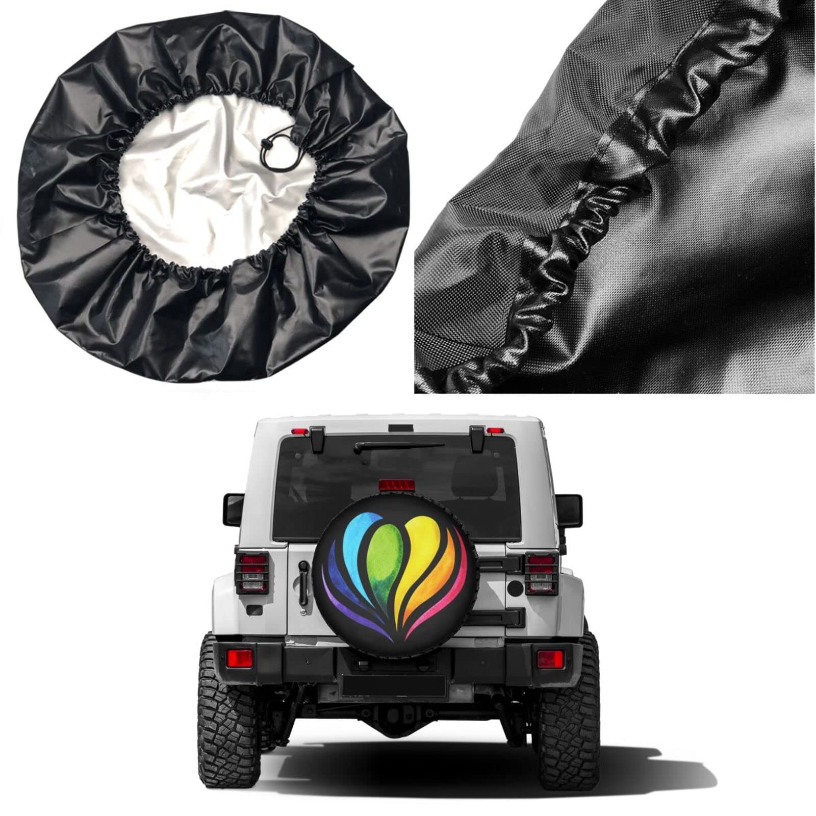 Rainbow Mandala Yoga Spare Tire Cover - 17 Inch Dustproof Wheel Protector for Trailers, RVs, SUVs & Vehicles - Perfect for Camping, Road Trips & Outdoor Adventures