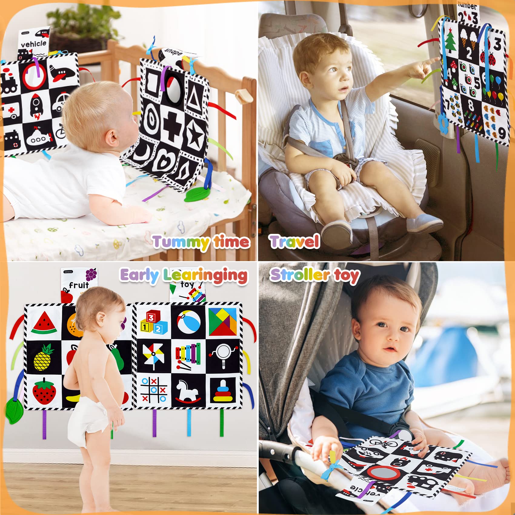 Beiens Baby Sensory Toys 0-18M - Crinkle Mirror & Play Mats Gift Set for Tummy Time