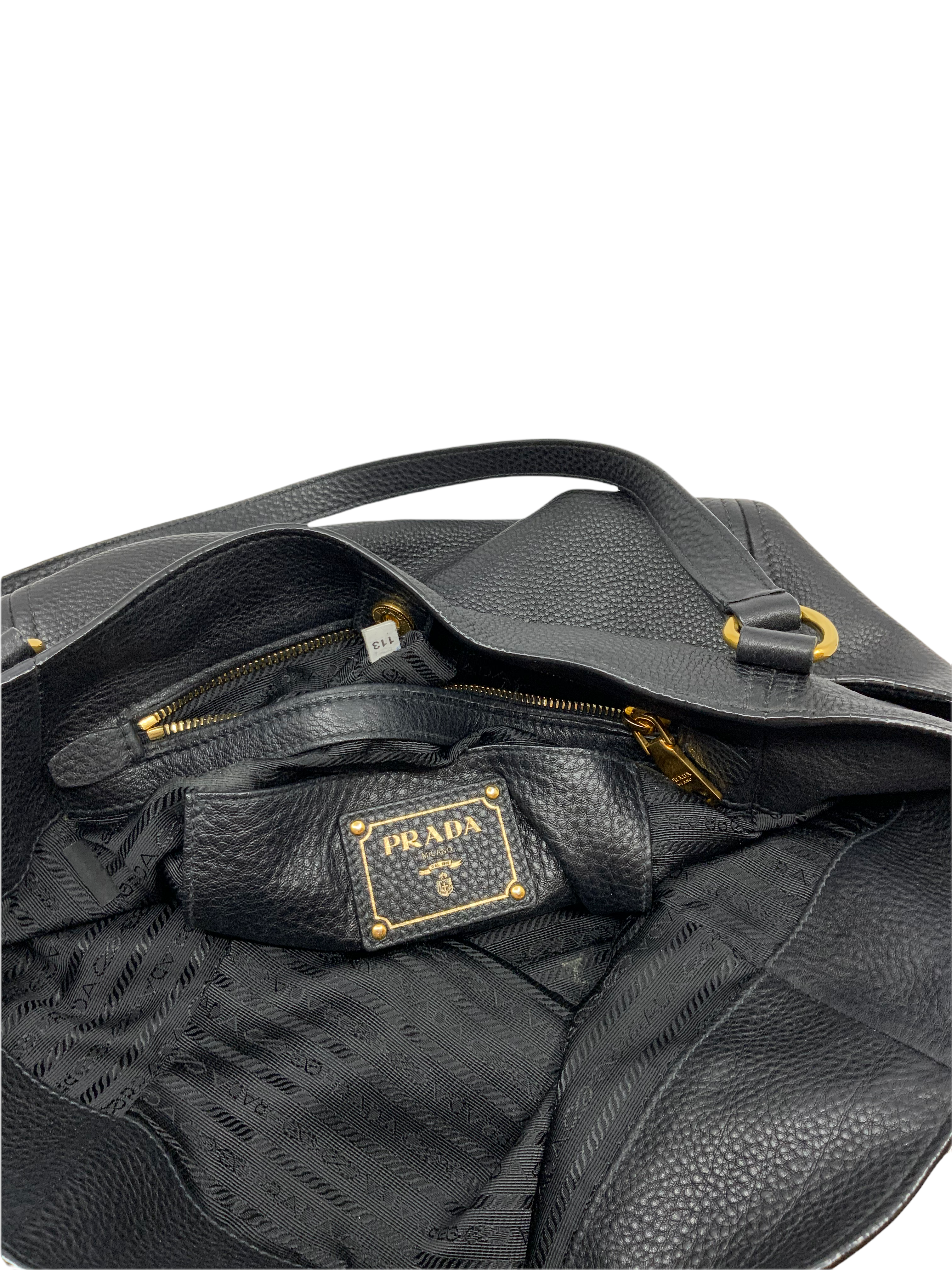 Prada Vitello Daino Leather Shoulder Bag with Side Pocket - Luxury Crossbody Purse for Women, Perfect for Work, Travel & Everyday Use