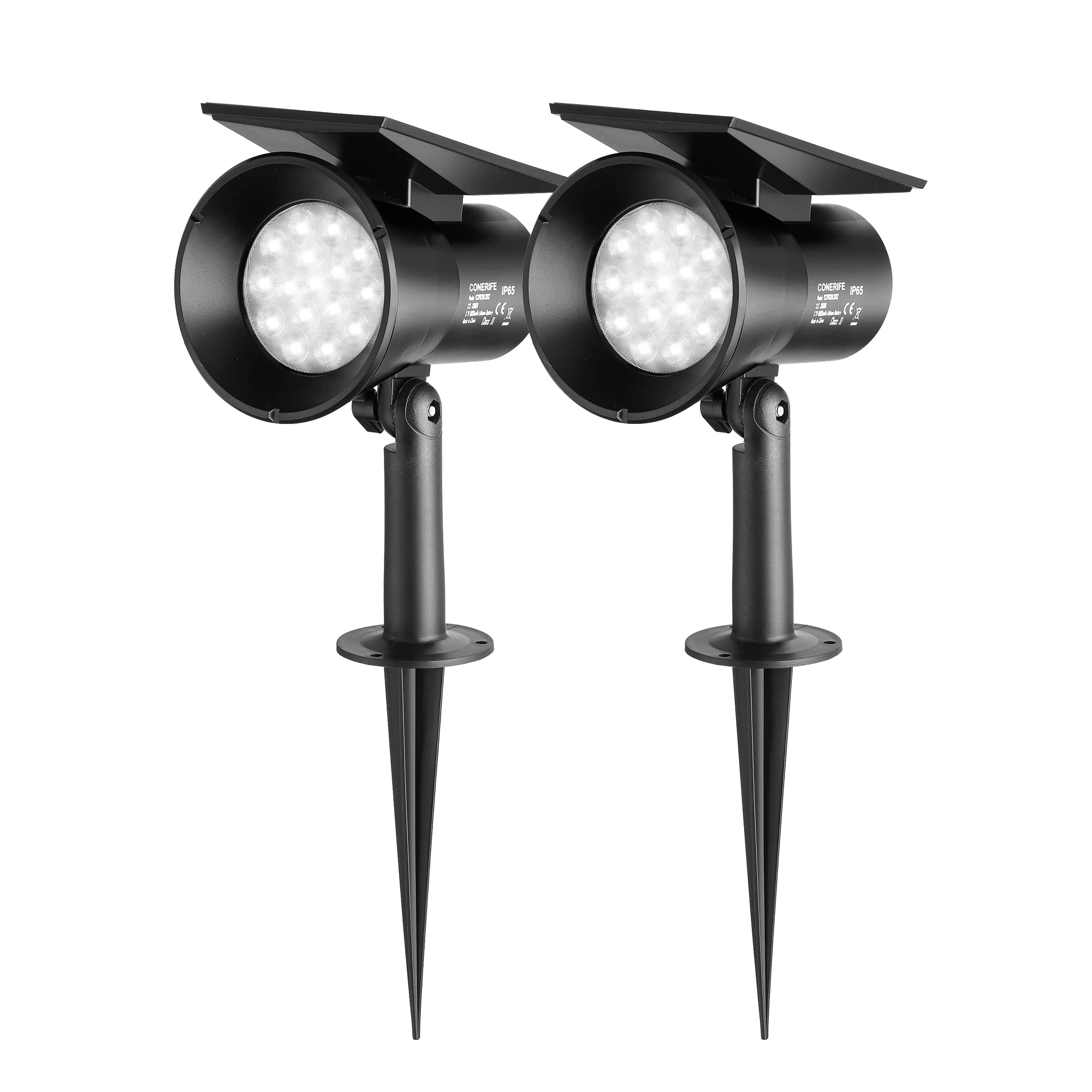 CONERIFE Solar Outdoor Lights - 2 Pack Waterproof IP65 Solar Spot Lights for Garden, Pathway, Driveway, Porch, Walkway | Wireless Wall Lights with Dark Sensing Auto On/Off | Perfect for Landscape Lighting, Backyard Decor & Nighttime Safety