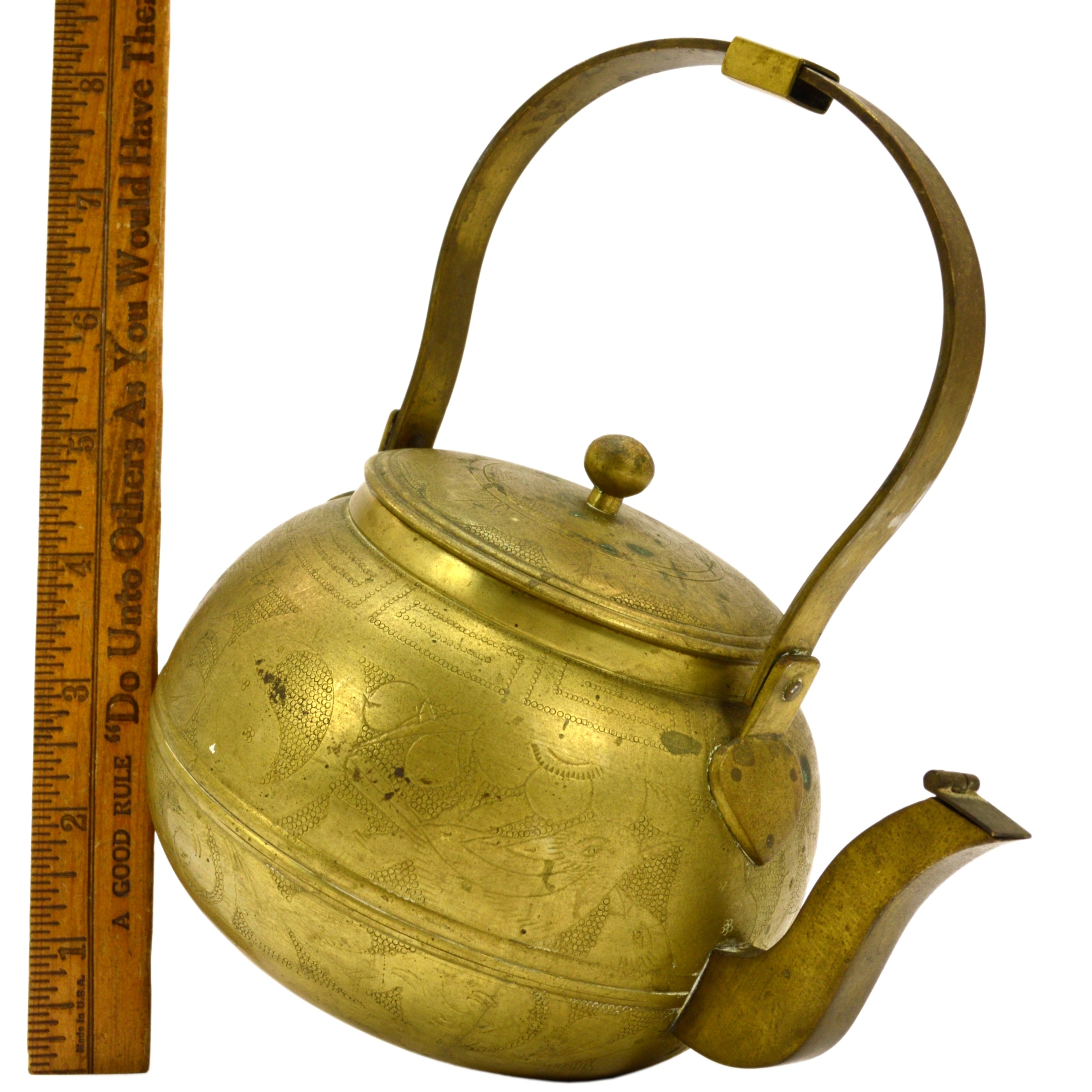 Antique Heavy Brass Teapot 5.5