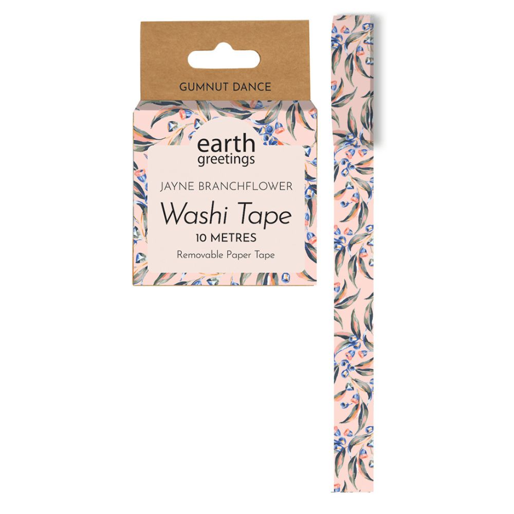 Earth Greetings Washi Tape - Gumnut Dance Floral Pattern Decorative Paper Tape for Scrapbooking, Journaling, Gift Wrapping & DIY Crafts (Perfect for Bullet Journals, Cards, and Home Decor)
