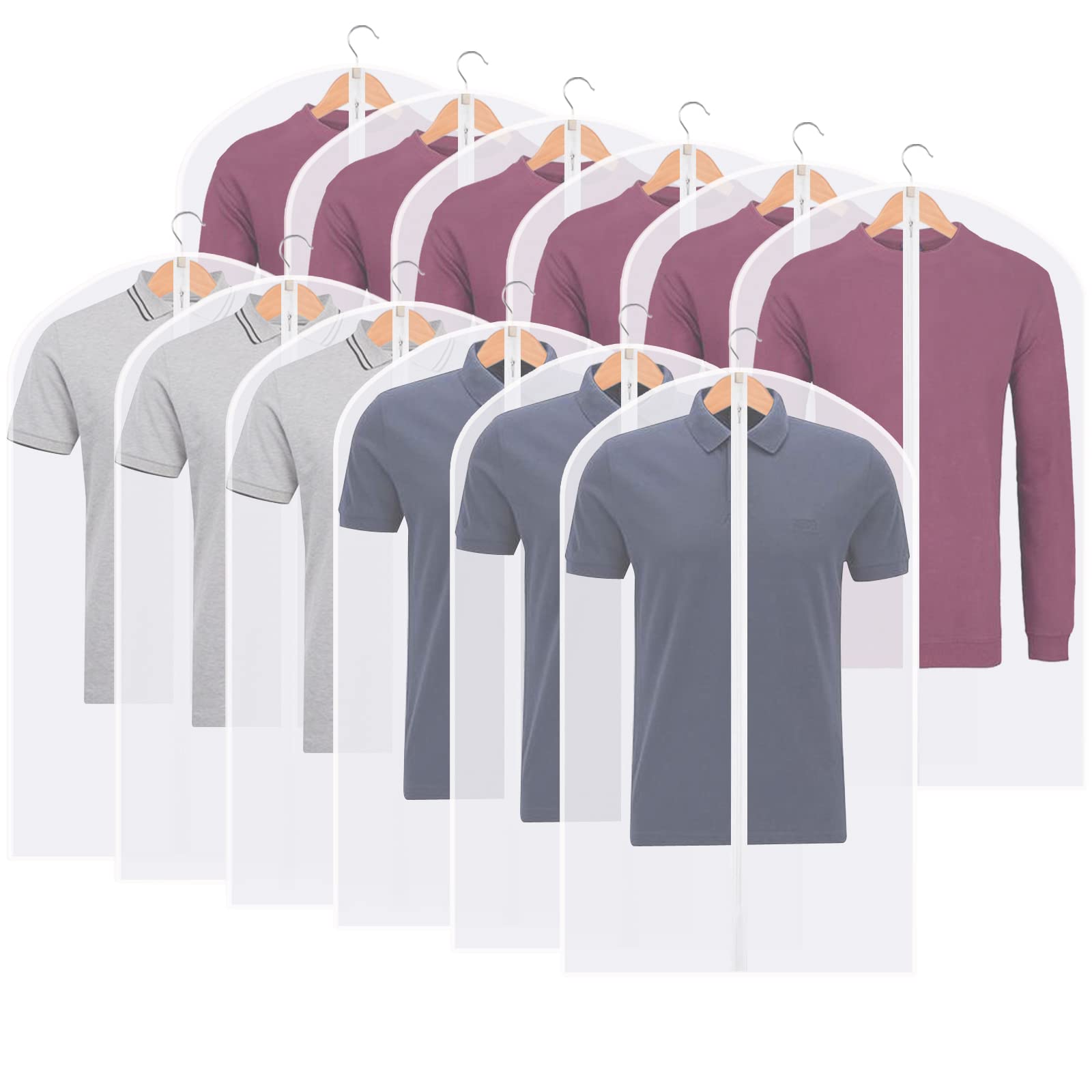 Perber 12 Pack Clear Hanging Garment Bags - 24