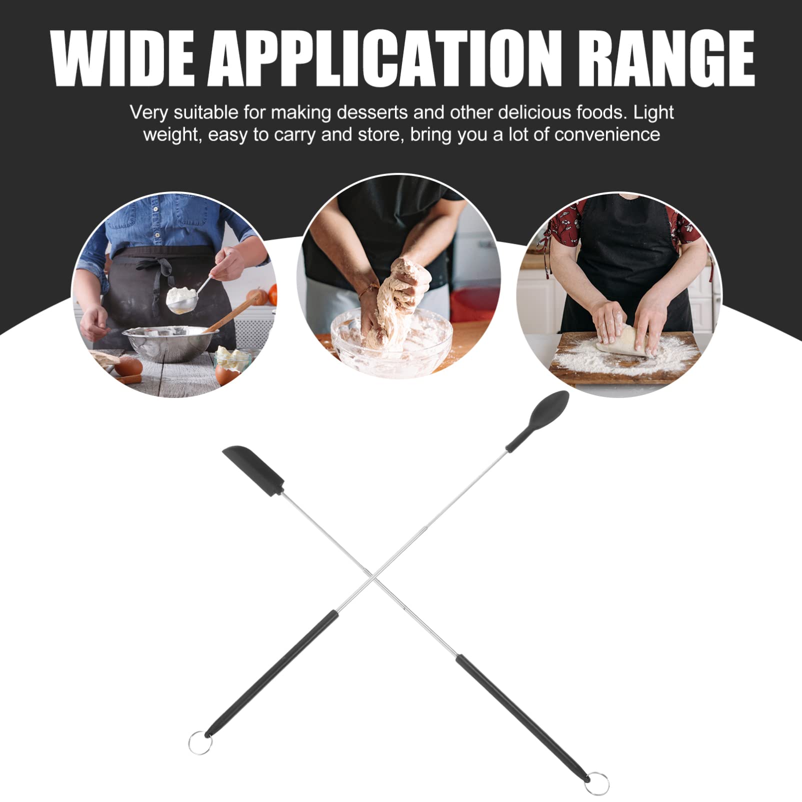 Retractable Silicone Spatula Set - Mini Spoon for Jars, Peanut Butter, Jam & Makeup - Multipurpose Kitchen & Beauty Scraper Tool for Cooking, Baking & Cosmetics