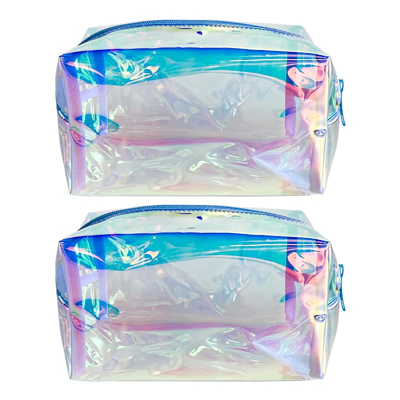 ONEART Holographic Iridescent Cosmetic Bag - Waterproof Makeup Pouch with Zipper for Women, Travel Toiletry Organizer, Shimmering Laser Cosmetic Case for Gym, Beach & Vacation Essentials