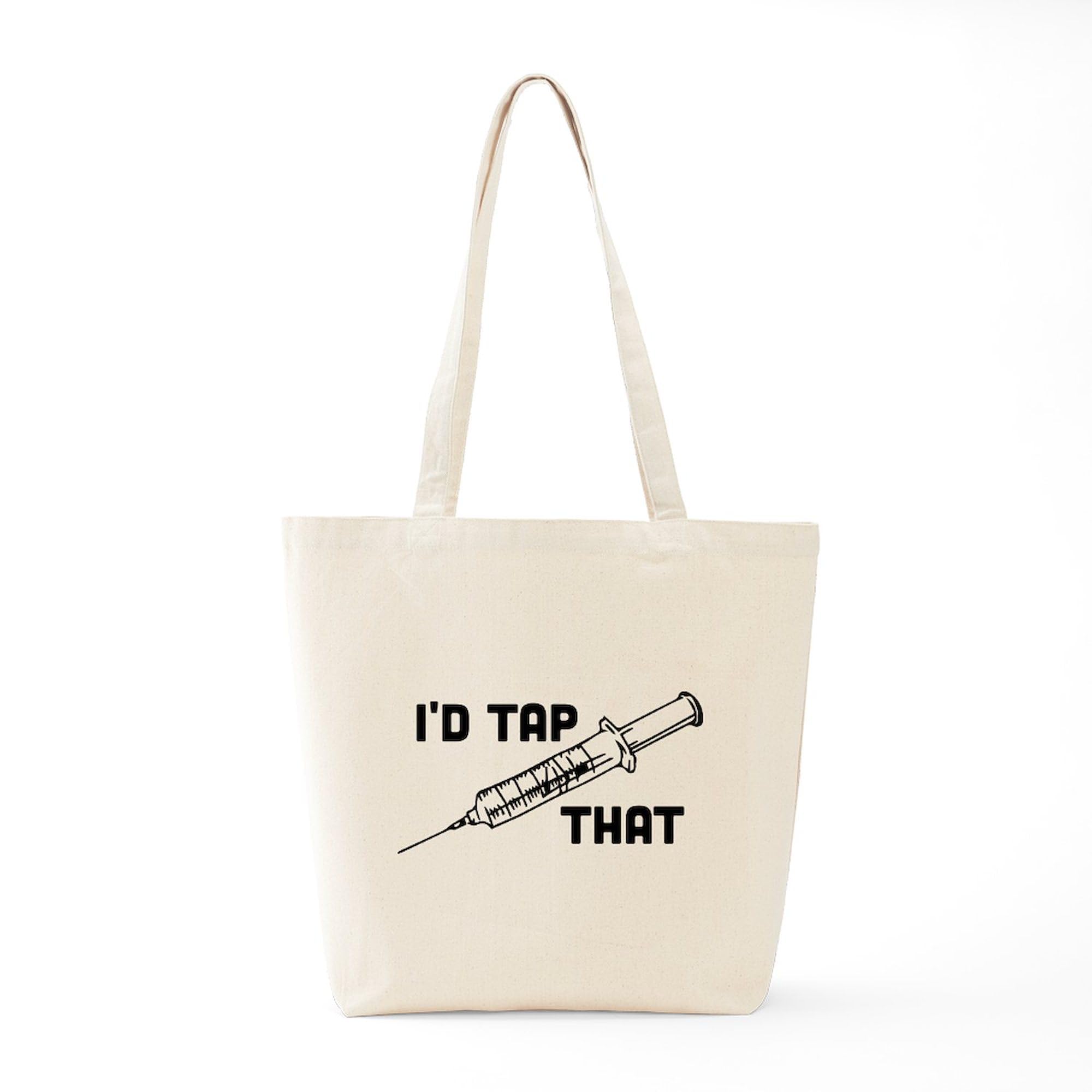 CafePress 'I'd Tap That' Natural Canvas Tote Bag - Eco-Friendly Reusable Grocery Shopping Bag for Women & Men - Perfect for Groceries, Beach, Work & Daily Use