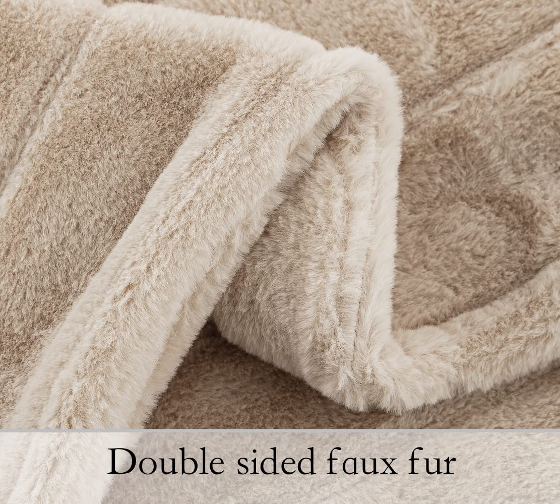 Premium Faux Fur Throw Blanket - Ultra Soft Double Sided Fluffy Blanket for Winter, Sofa & Couch - Warm & Cozy 50