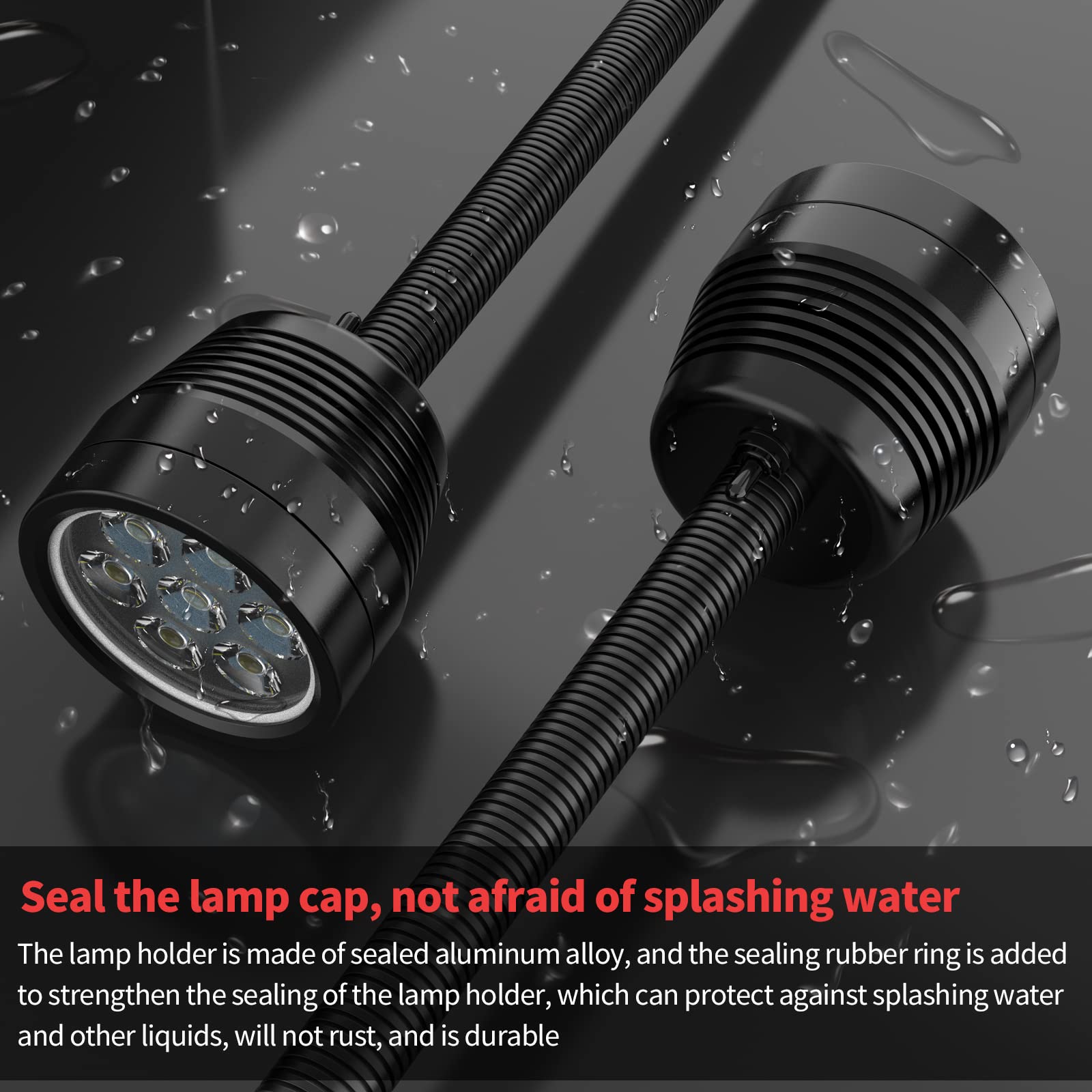 14W Magnetic Work Light - IP65 Waterproof, 1400 Lumens Flexible LED Lamp for Drill Press, Lathe & Milling | Perfect for Garage, Workshop & DIY Projects