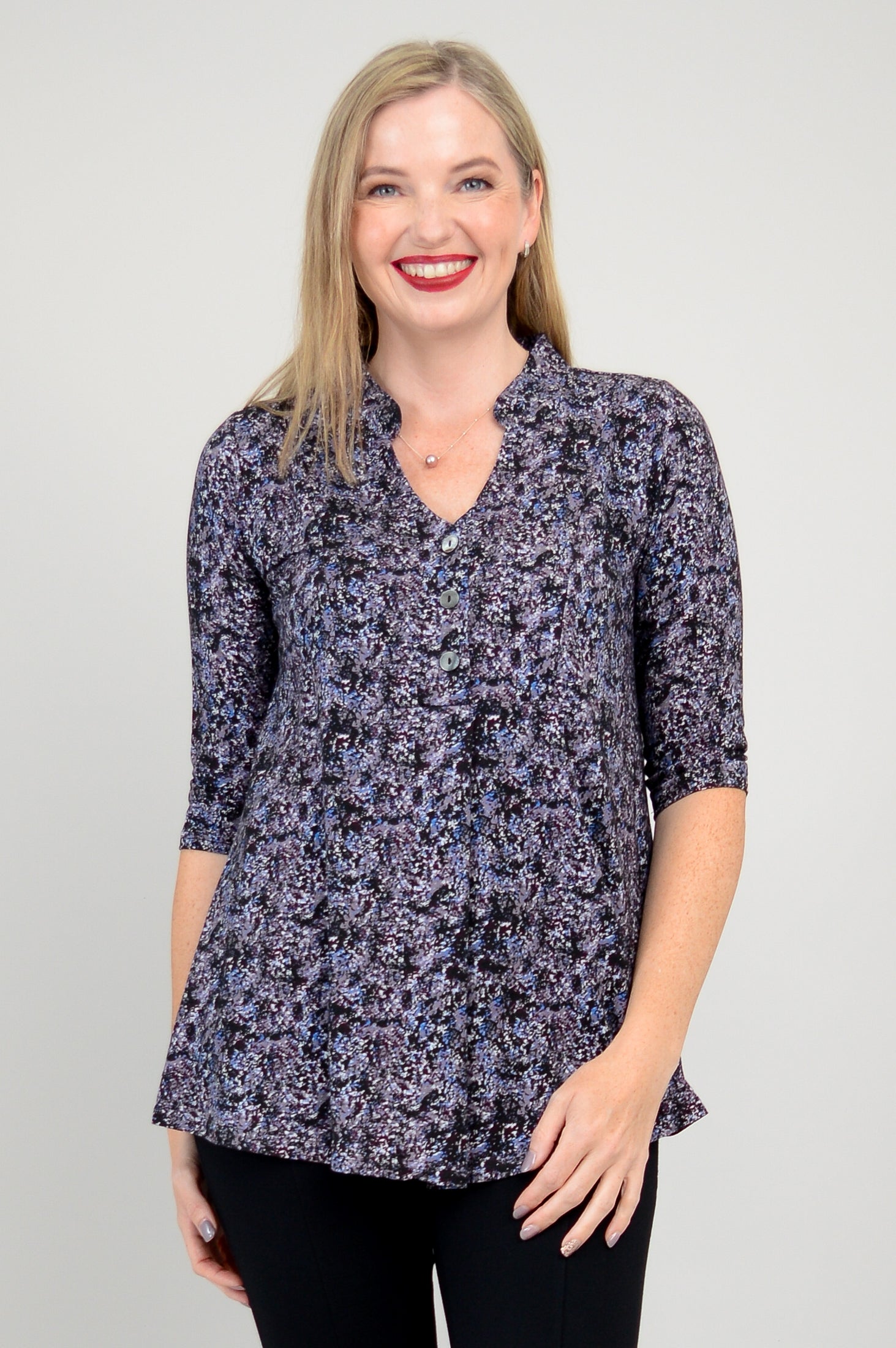 Edwina Top - Blue Space Bamboo Fabric Women's Blouse | Eco-Friendly & Breathable | Perfect for Casual Wear, Office & Summer Outfits