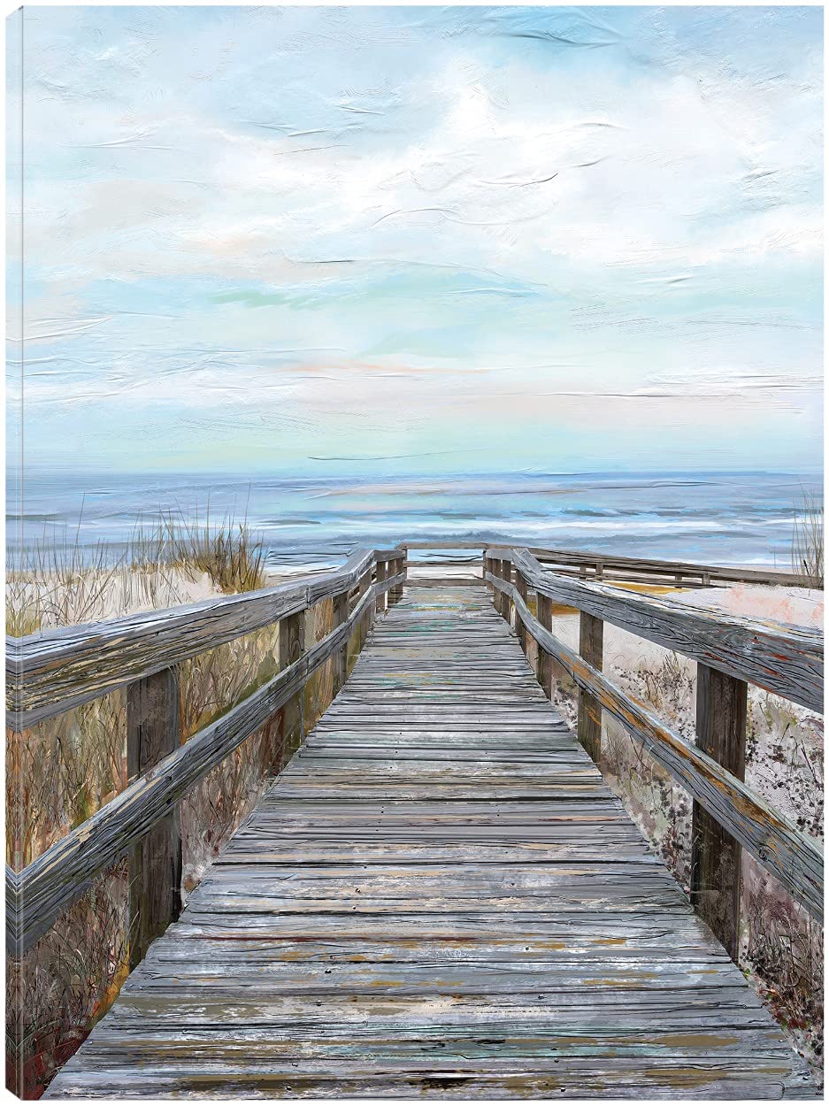 Pier Pressure Canvas Wall Art - Hand-Painted Fine Art Print for Home & Office Decor - Ready to Hang 42x56 Inch - Perfect for Living Room, Bedroom, Bathroom, Kitchen, Office, Bar & Dining Room - Coastal & Nautical Theme Wall Decor