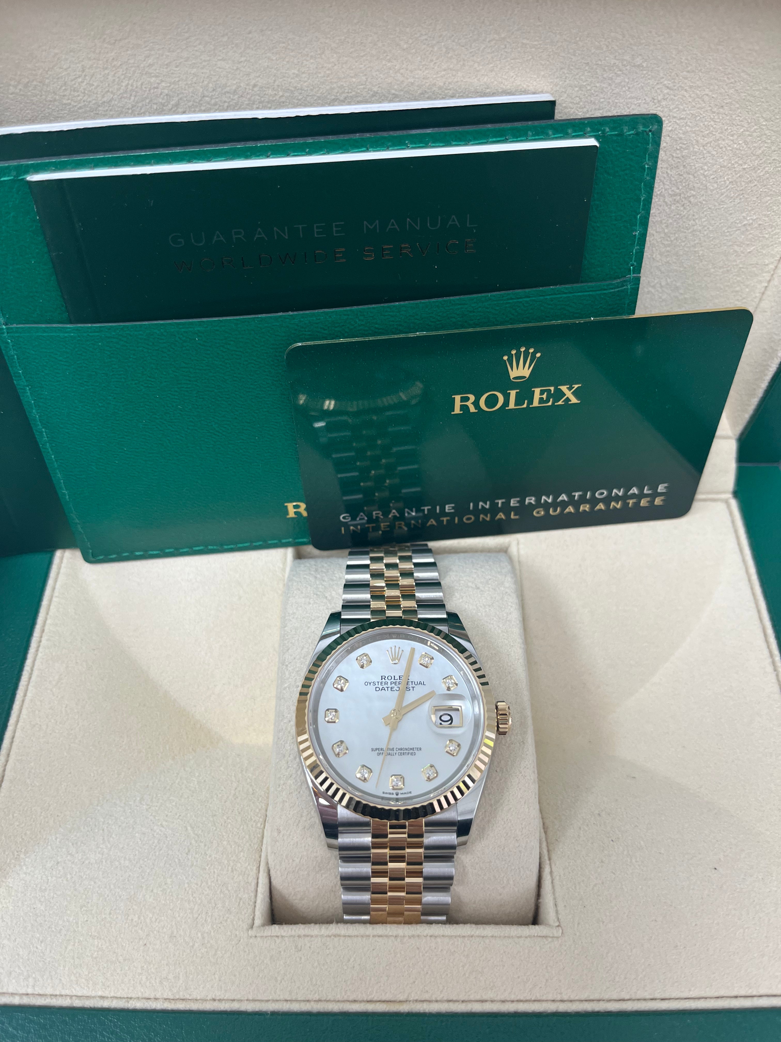 Rolex Datejust 36 Two-Tone Yellow Gold Watch with Mother of Pearl Dial & Jubilee Bracelet (Ref. 126233) - Luxury Dress Watch for Business & Formal Occasions