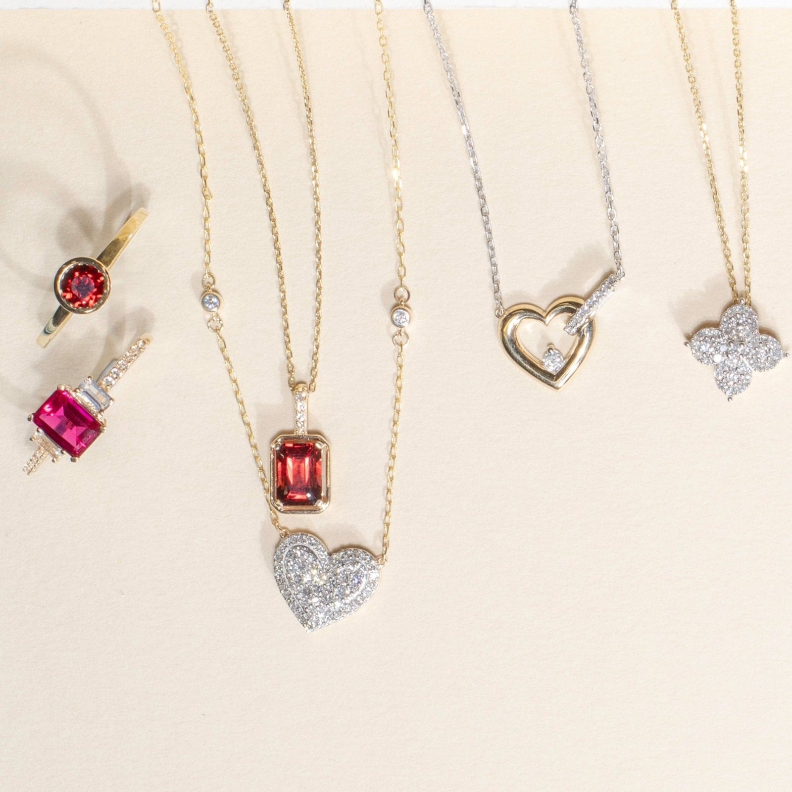 10k Yellow Gold Interlocking Heart Diamond Necklace for Women - Elegant Valentine's Day, Anniversary or Birthday Gift for Her - Perfect for Romantic Occasions & Special Moments