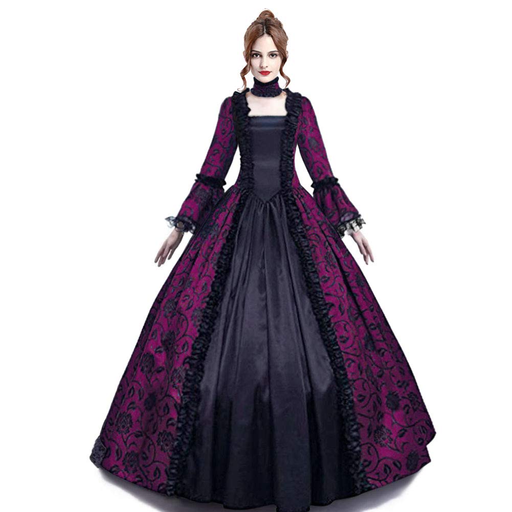 Elegant Medieval Queen Victorian Gothic Lace Ball Gown with Bell Sleeves - Renaissance Masquerade Vampire Costume for Halloween, Cosplay & Historical Reenactment