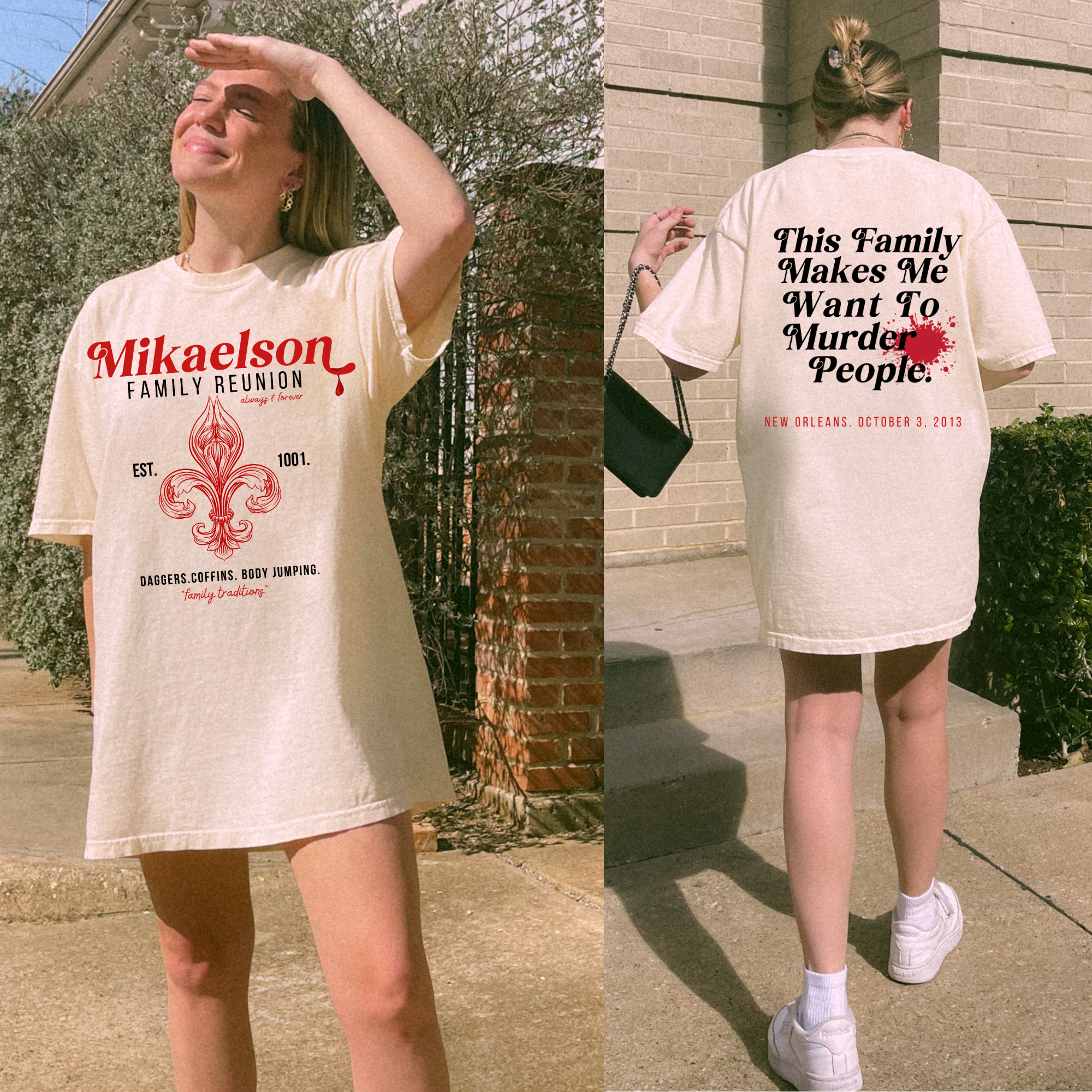Mikaelson Family Reunion T-Shirt - Vampire Diaries Inspired TV Show Merch - Perfect for Fan Gatherings & Themed Parties