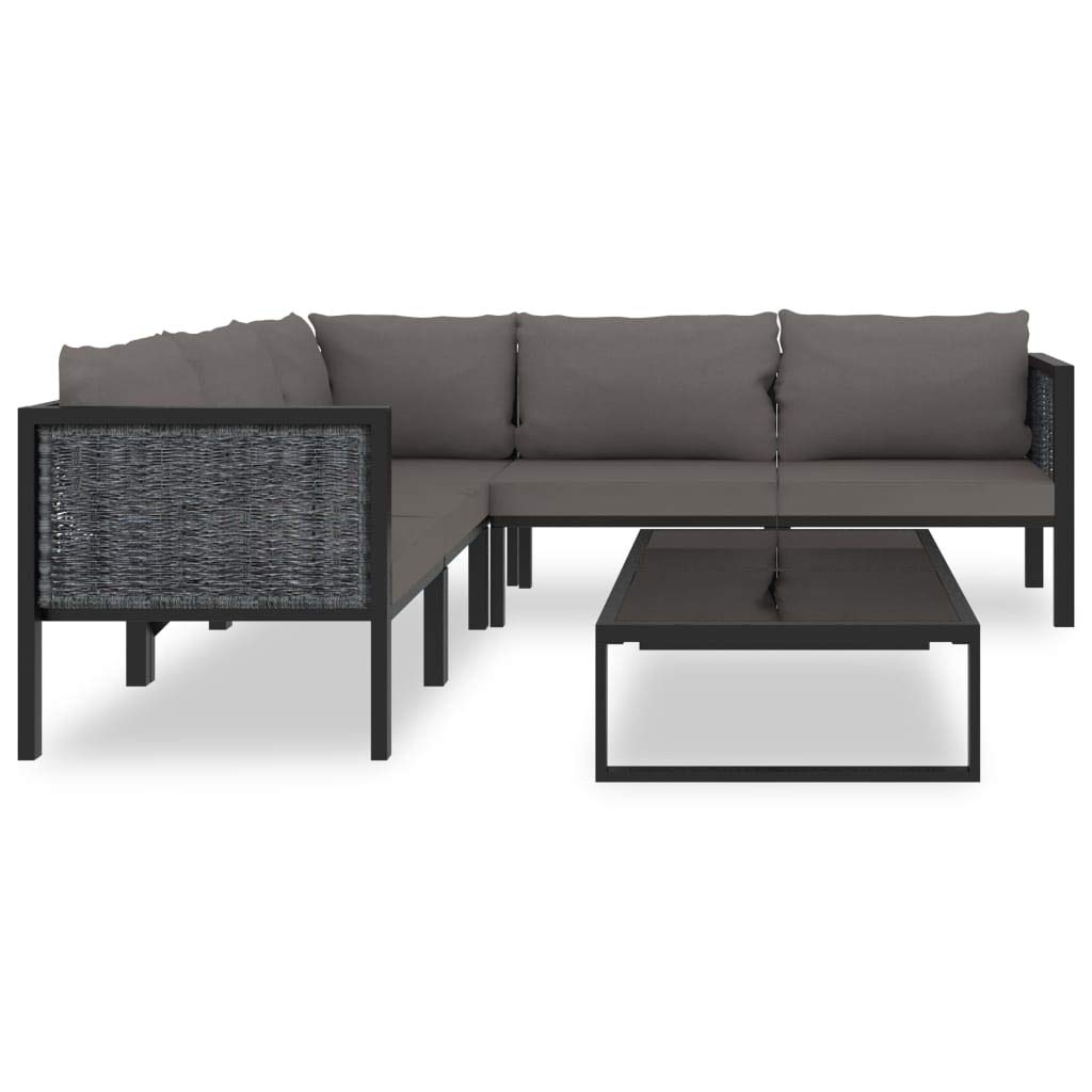 vidaXL 6-Piece Garden Lounge Set with Cushions - Patio, Balcony, Outdoor Seating Furniture - Poly Rattan Sofa & Chair Set in Anthracite - Perfect for Backyard Relaxation, Poolside Lounging, and Outdoor Entertaining