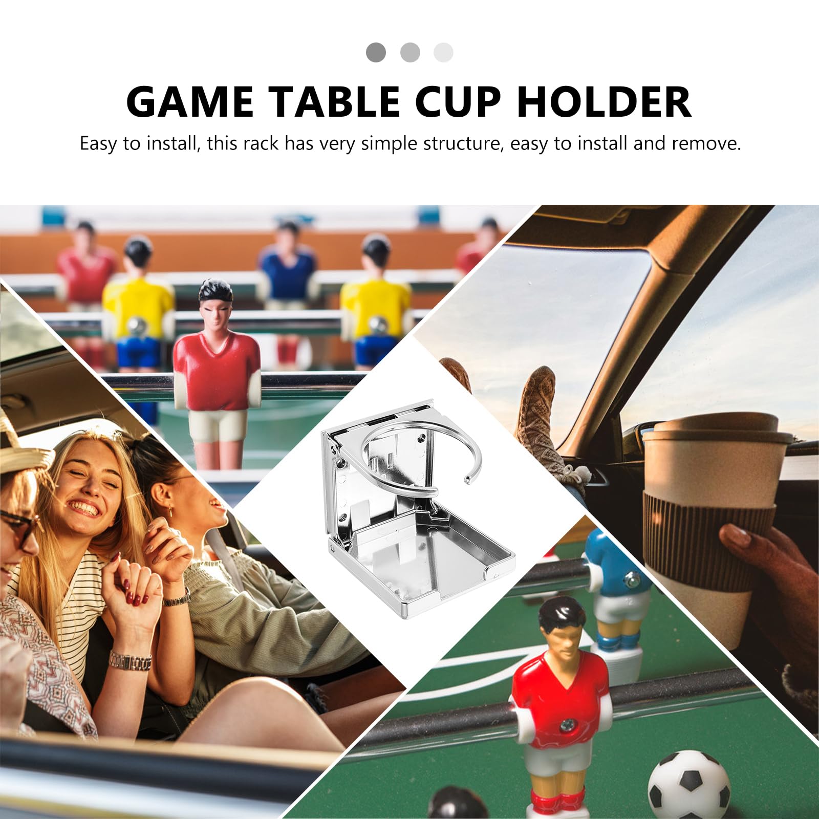 Universal Foldable Cup Holder for Foosball Table & Car - ABS Silver Drink Stand for Lip Gloss, Soda Cans & Beverages | Perfect for Game Rooms, Parties & Road Trips